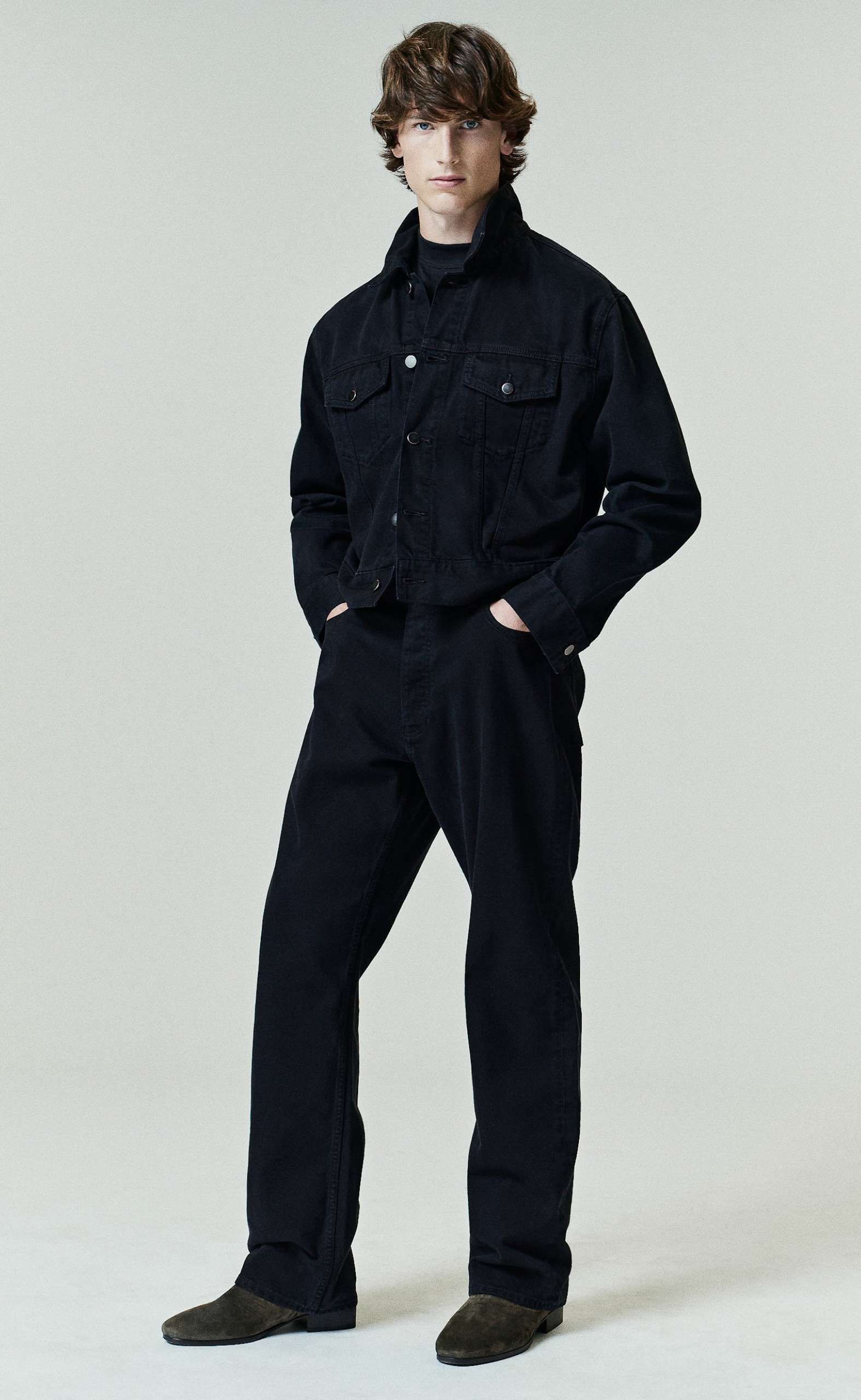 DENIM 5-POCKET OVERDYED BLACK JEANS