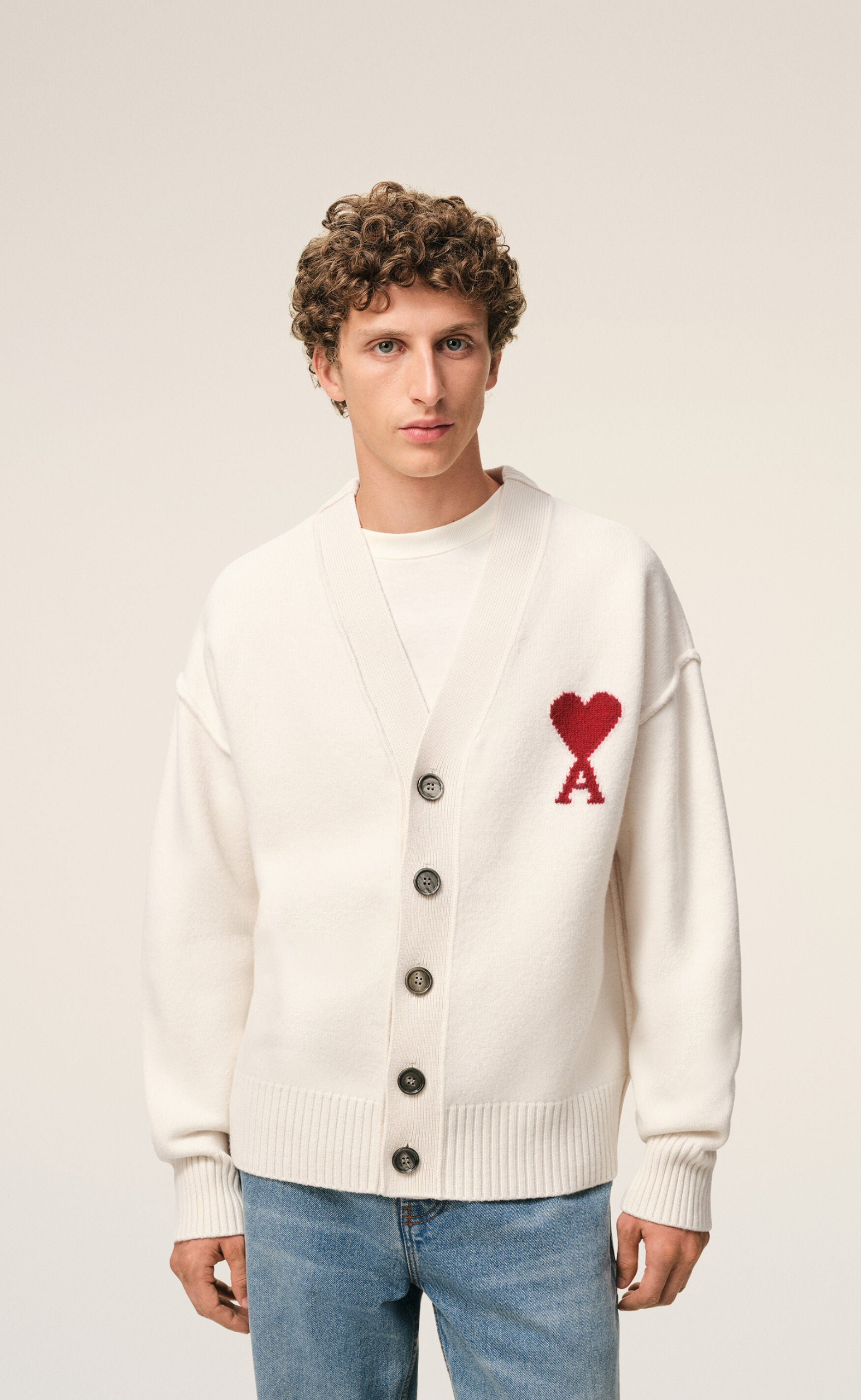 AMI DE COEUR WOOL CREAM CARDIGAN