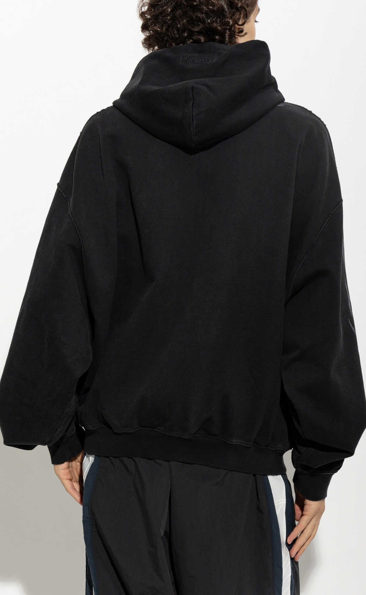 GRAFFITI TRIBAL ZIP WASHED BLACK HOODIE