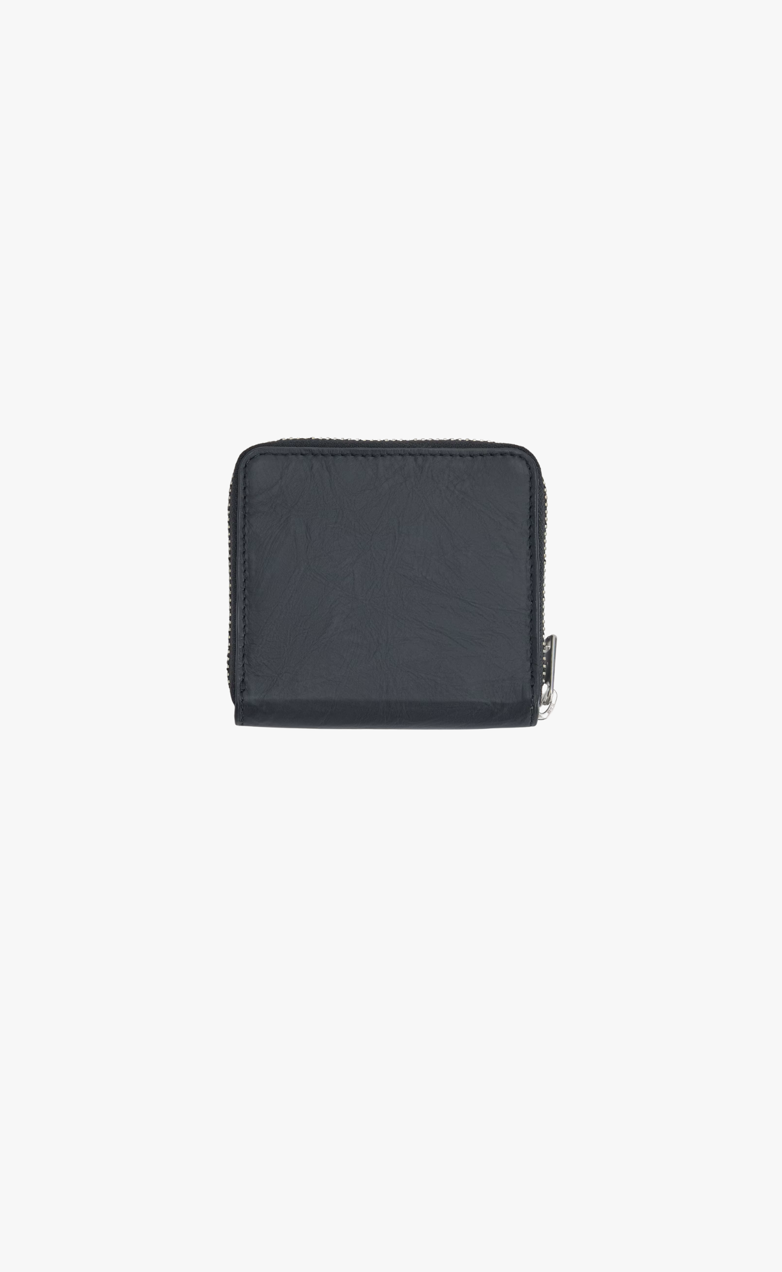 CRINKLE LEATHER BLACK WALLET