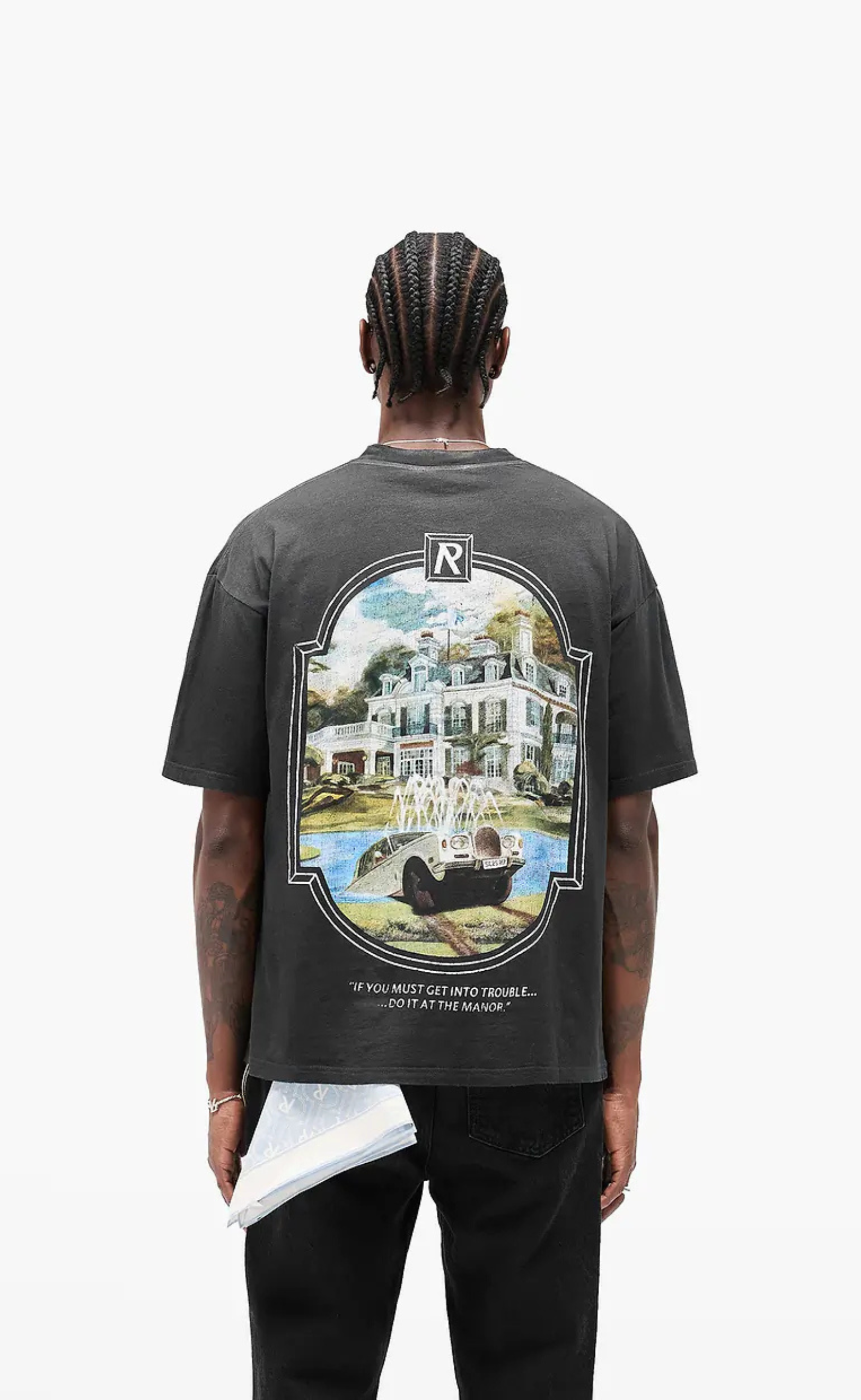 REVERE MANOR STAINED BLACK T-SHIRT