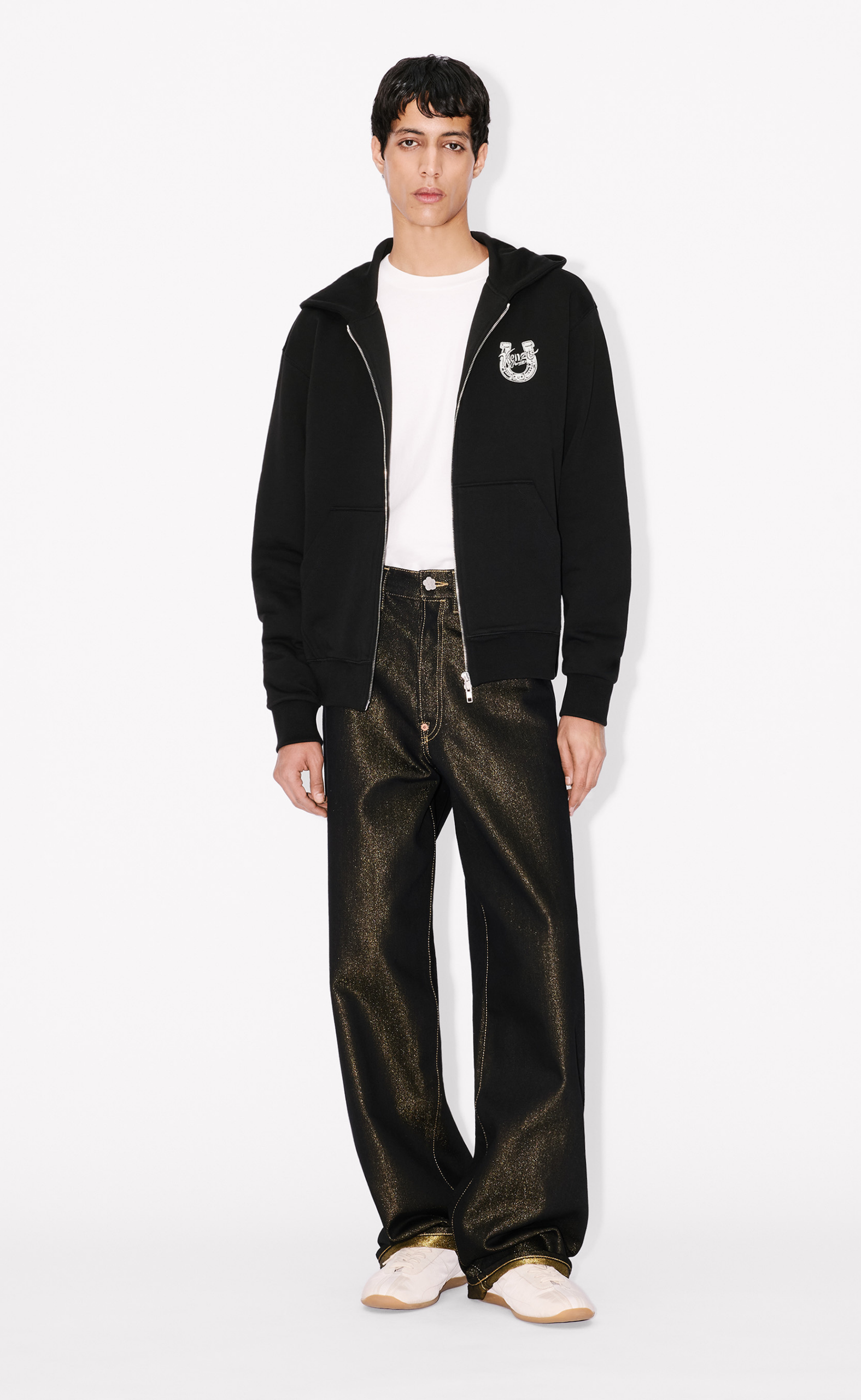 KENZO LUCKY HORSES CLASSIC ZIP UP BLACK HOODIE