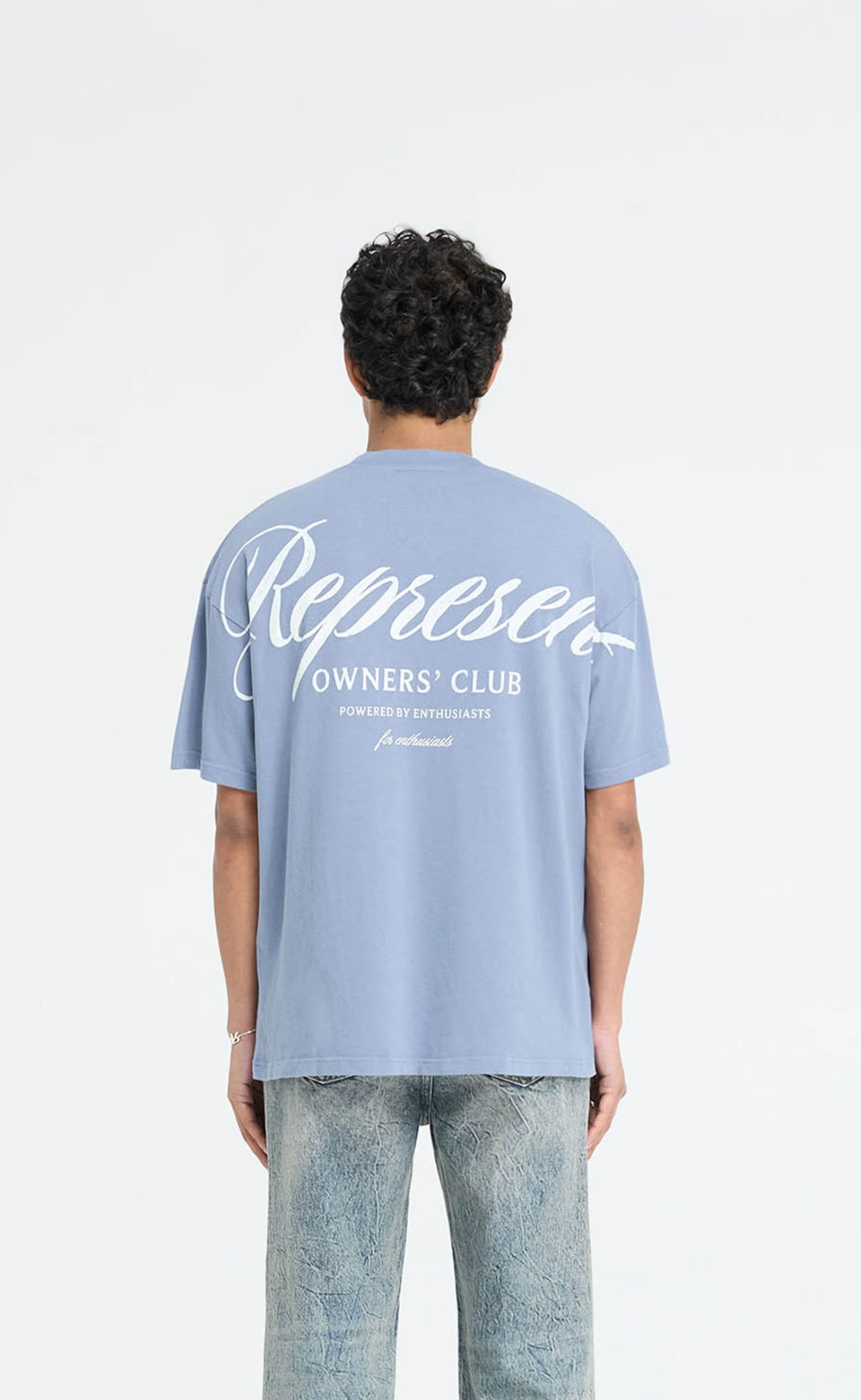 REPRESENT OWNERS CLUB SCRIPT DUSTY BLUE T-SHIRT