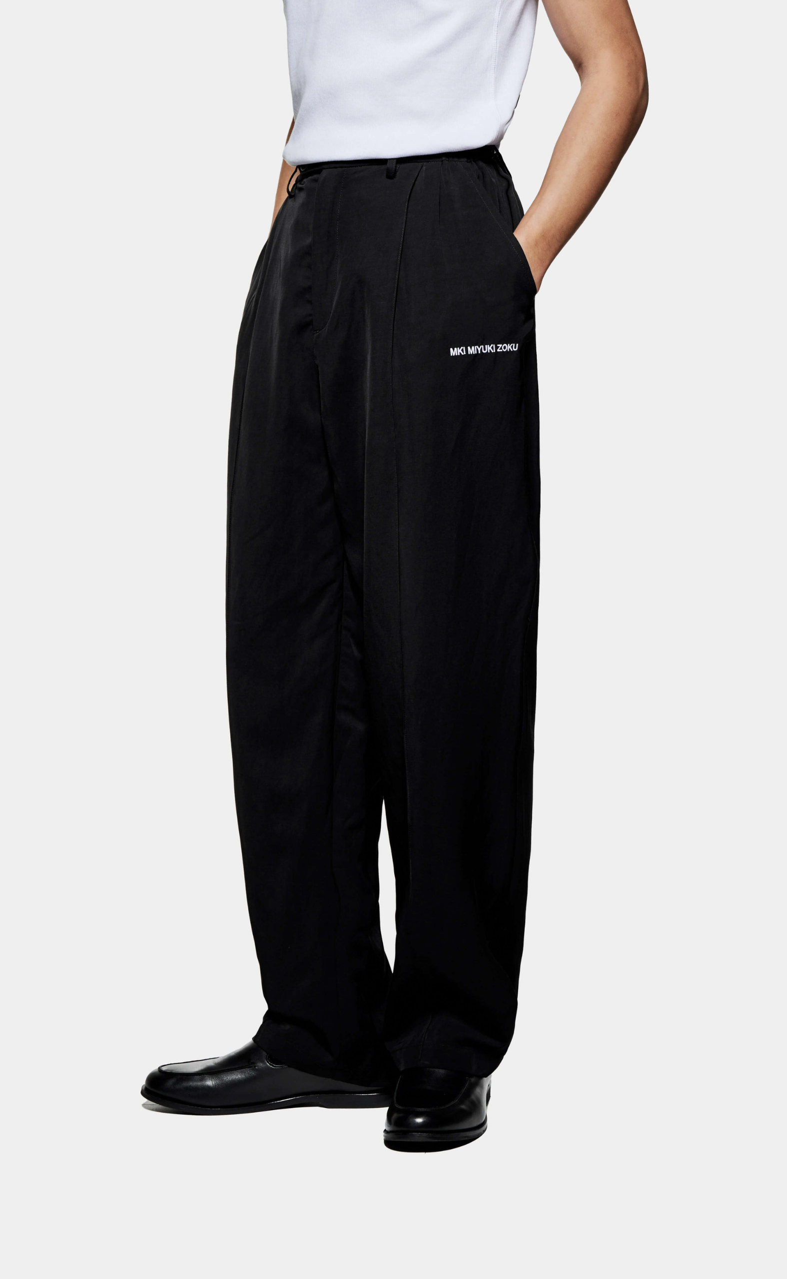 VISCOSE LINEN WIDE FIT SUIT BLACK PANTS