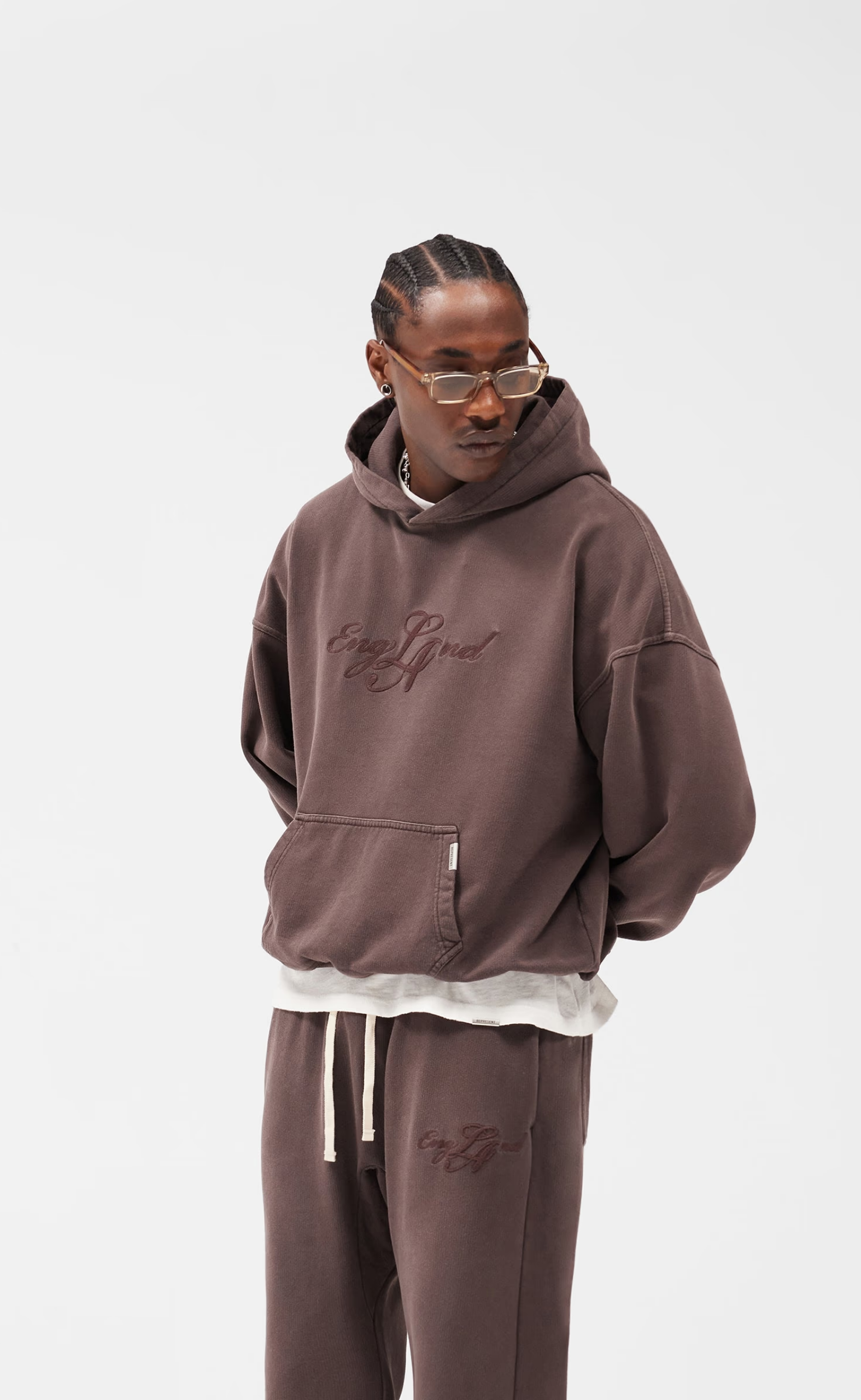 ENGLAND WASHED BROWN HOODIE