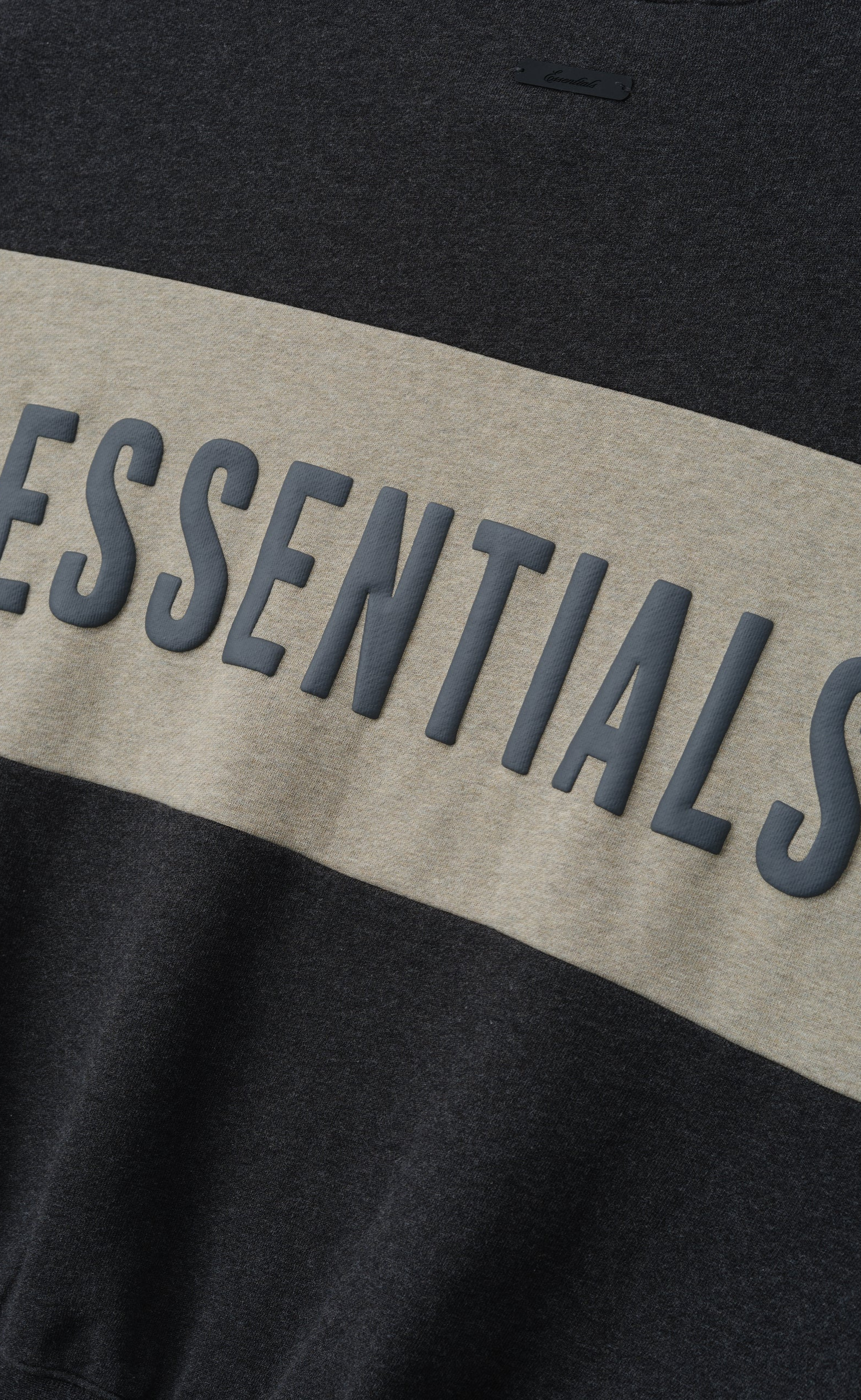 CROPPED RELAXED PANELLED IRON GREY HEATHER CREWNECK