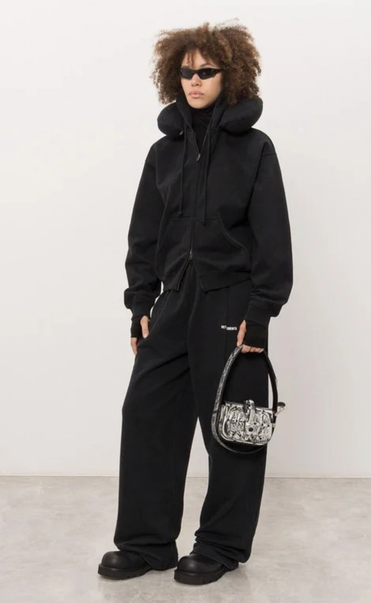 PINCHED CUT-UP WASHED BLACK SWEATPANTS