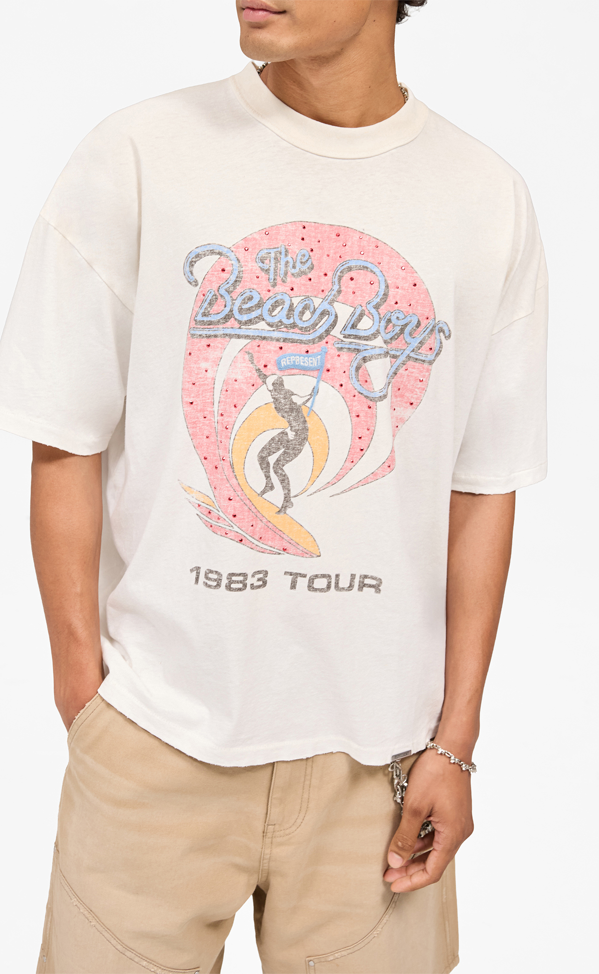 BEACH BOYS X REPRESENT TOUR WASHED ECRU T-SHIRT