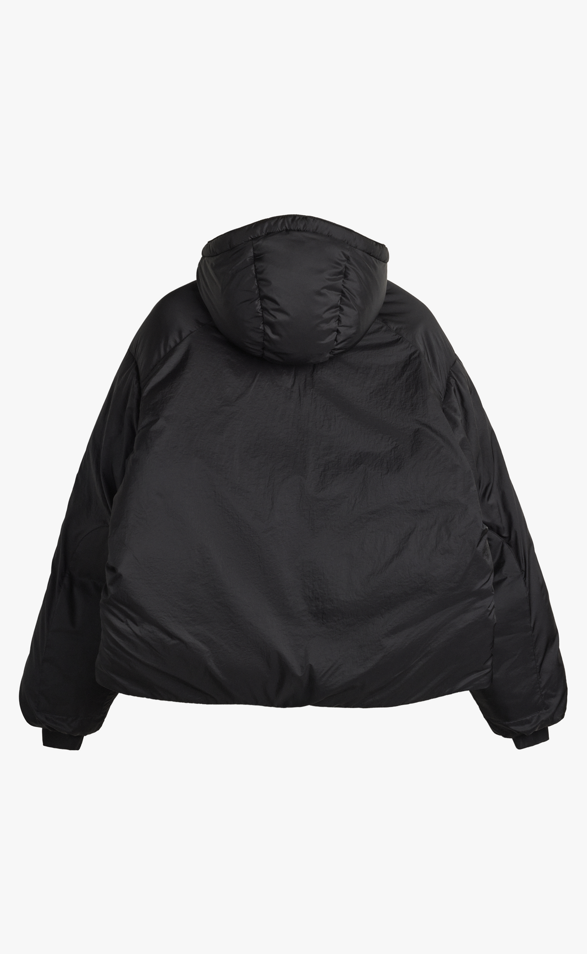 HOODED PUFFER BLACK JACKET