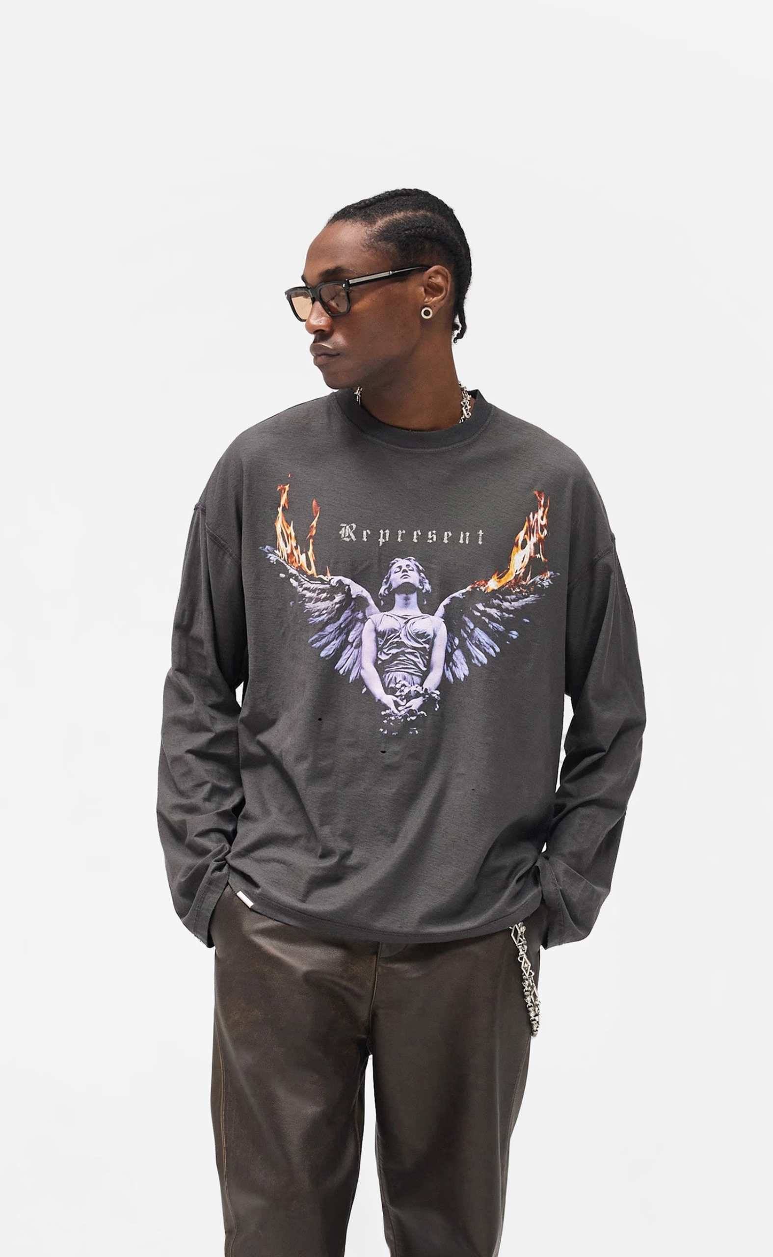 REPRESENT LIVING LEGACY TOUR SUN FADE GREY LONGSLEEVE