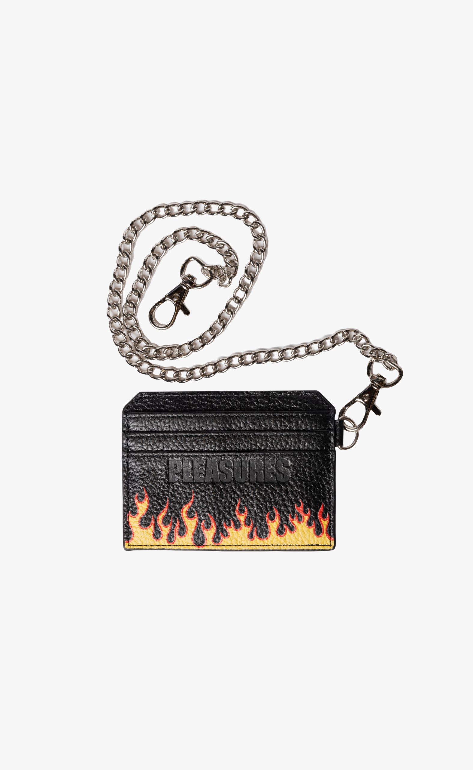 LEATHER CARD HOLDER BLACK CHAIN