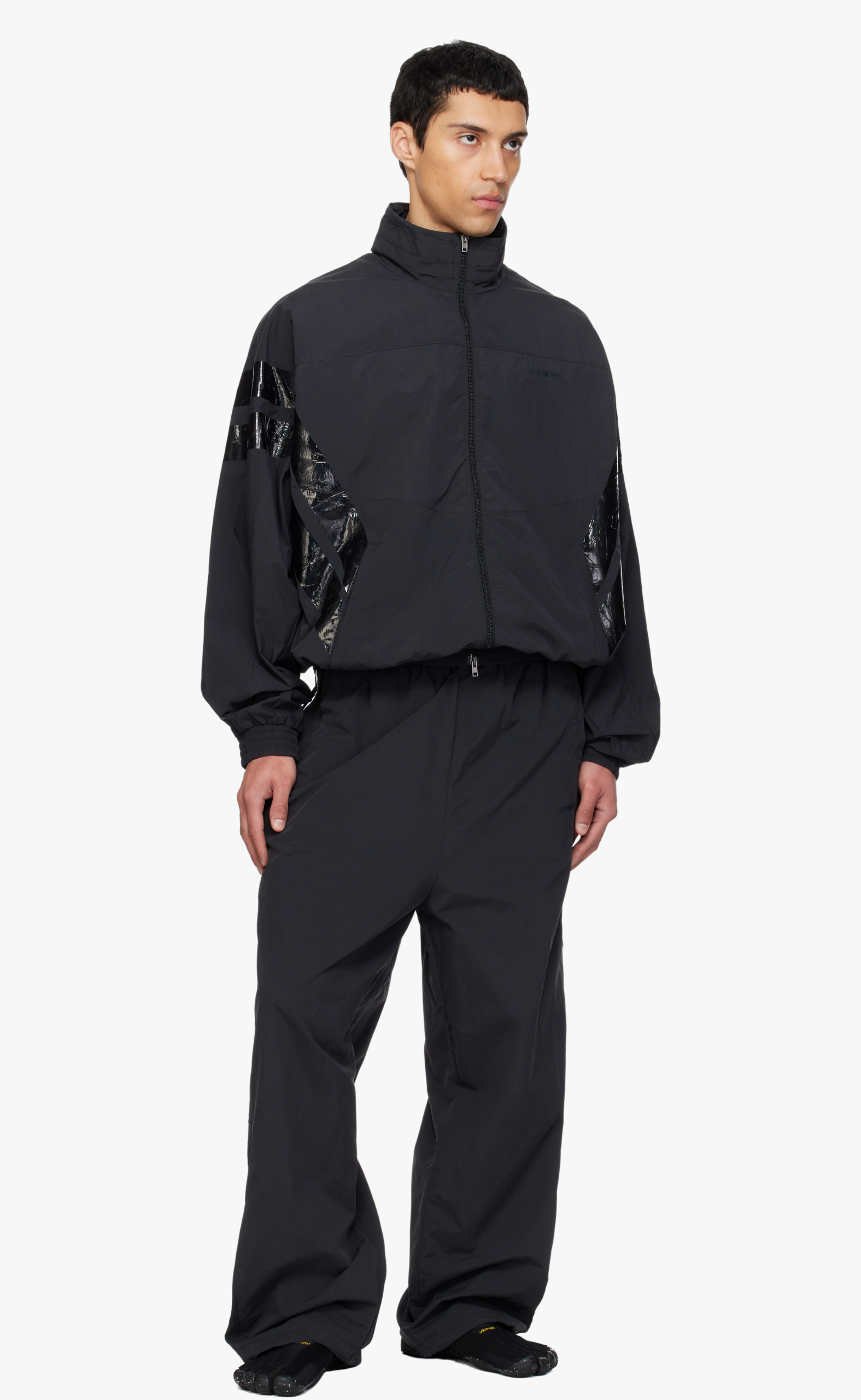 TAPED BLACK TRACK SWEATPANTS