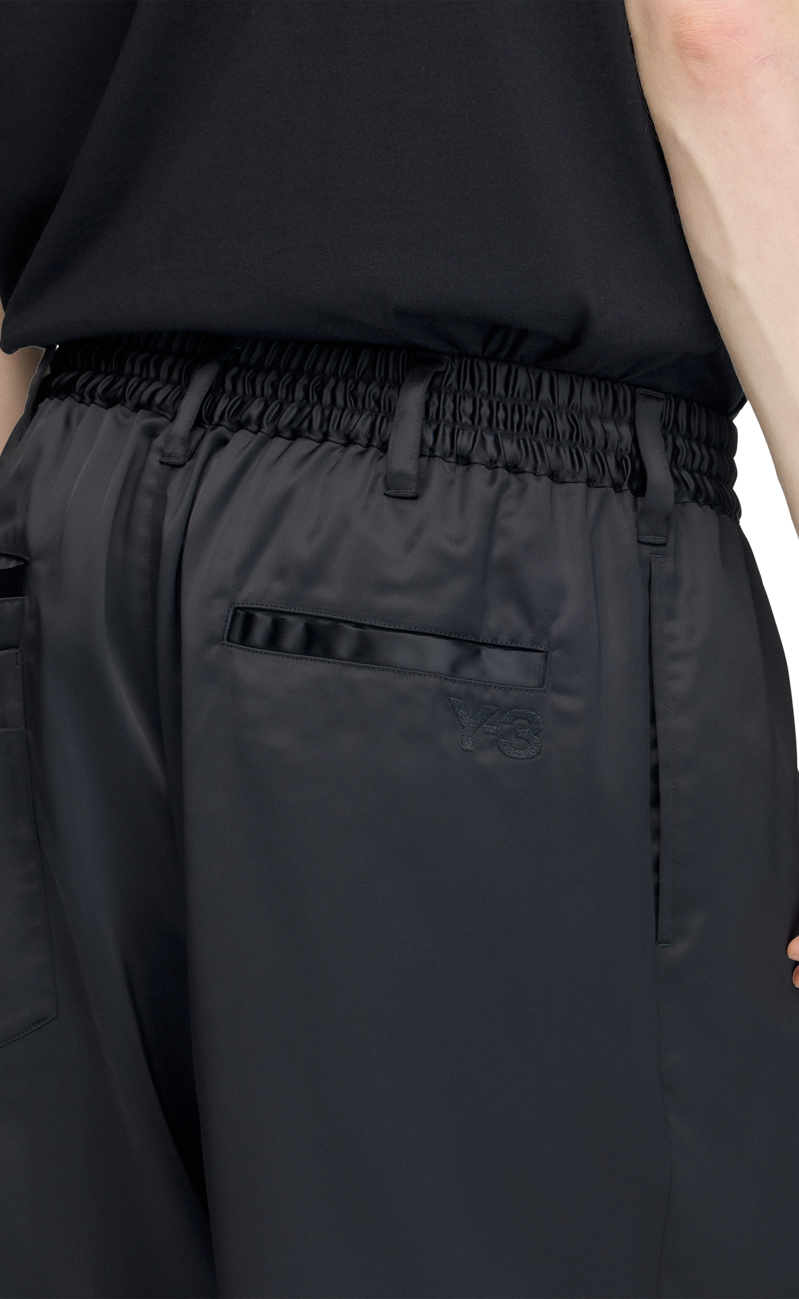 Y-3 SATIN GRADIENT 3 STRIPES TRACK BLACK PANTS