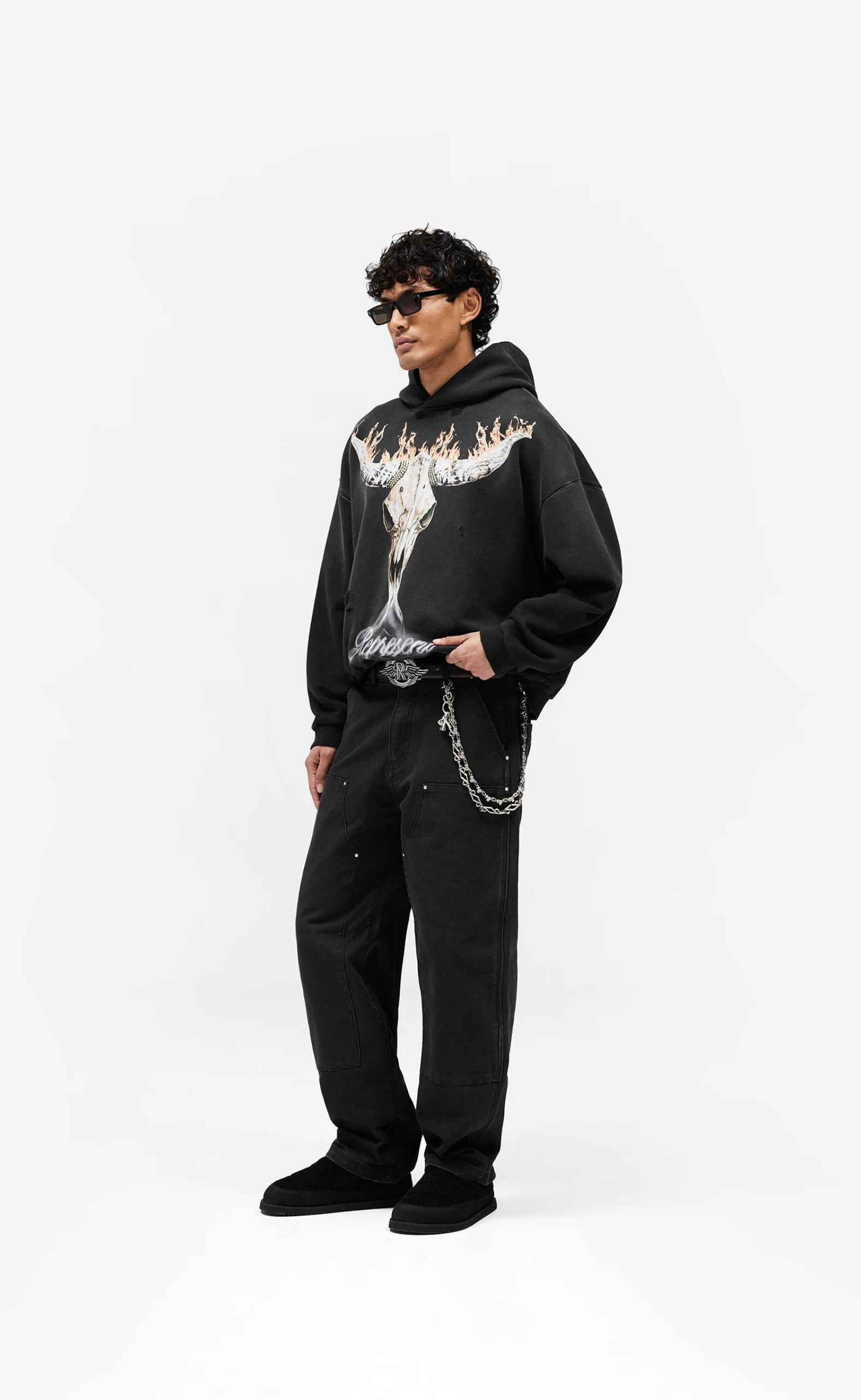 BRITISH COWBOYS STAINED BLACK HOODIE