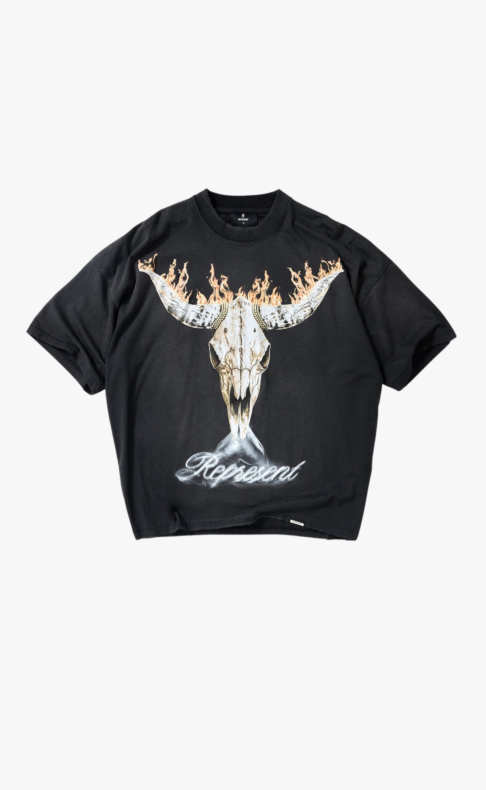 BRITISH COWBOYS STAINED BLACK T-SHIRT