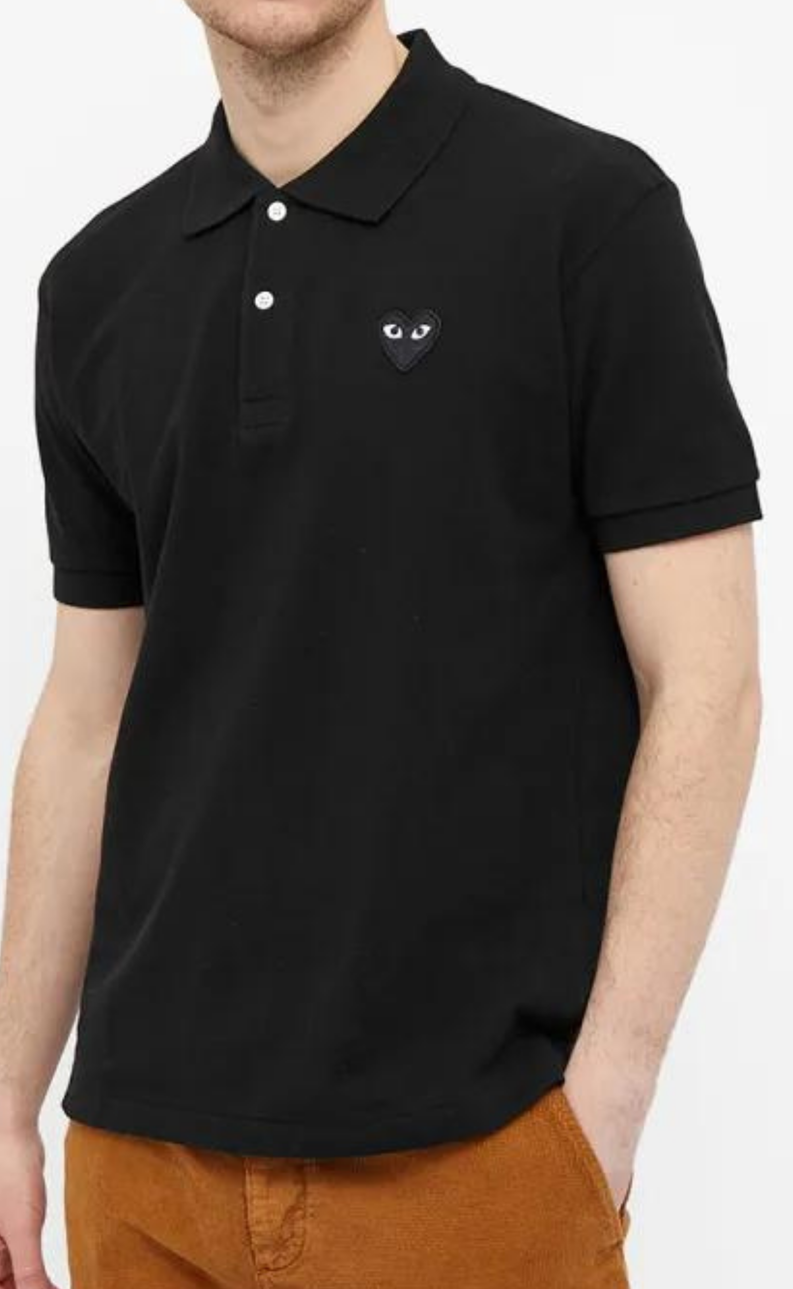 BLACK MENÂ POLO T-SHIRT WITHÂ BLACK HEART