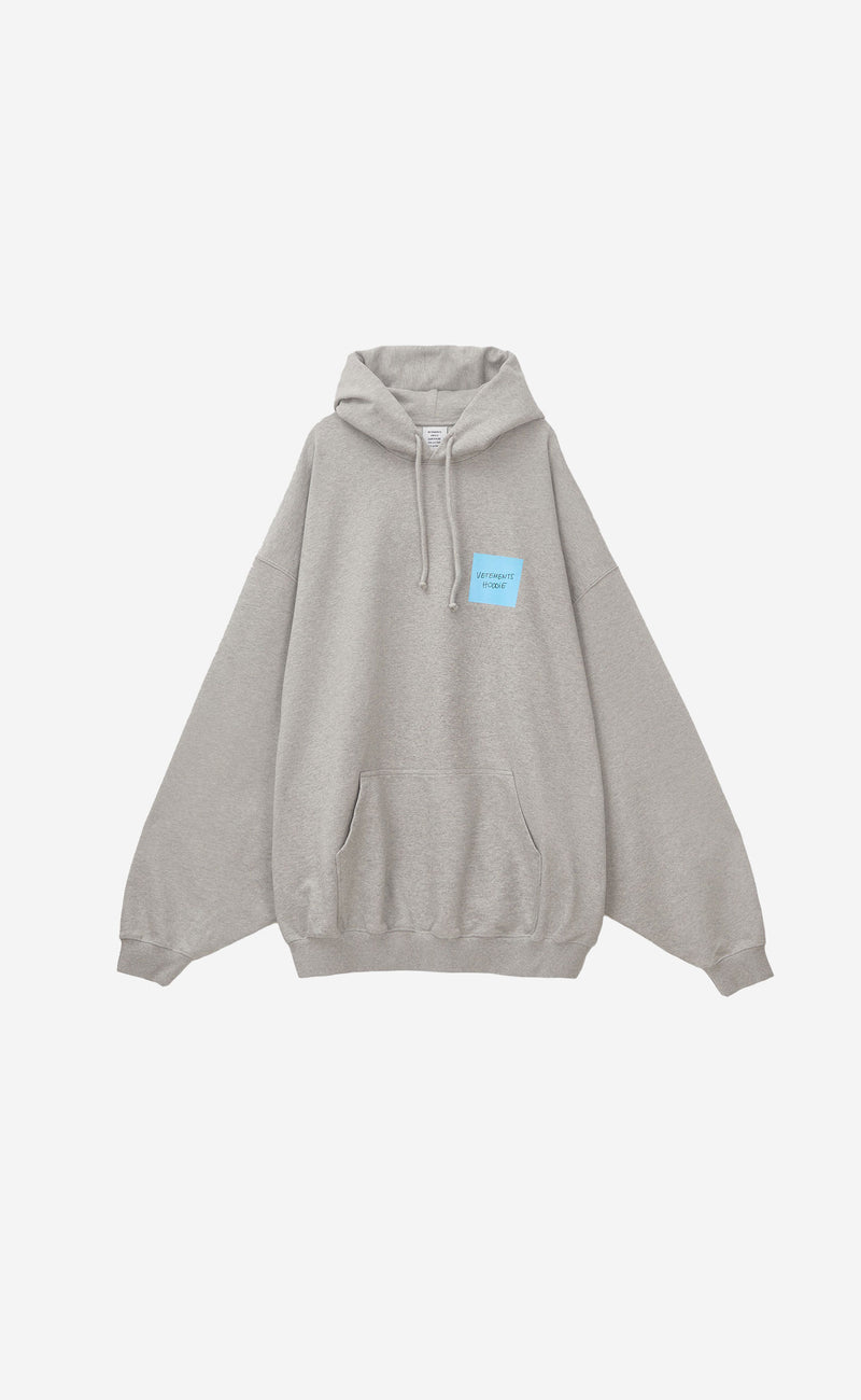 GREY MELANGE STICKER LOGO HOODIE