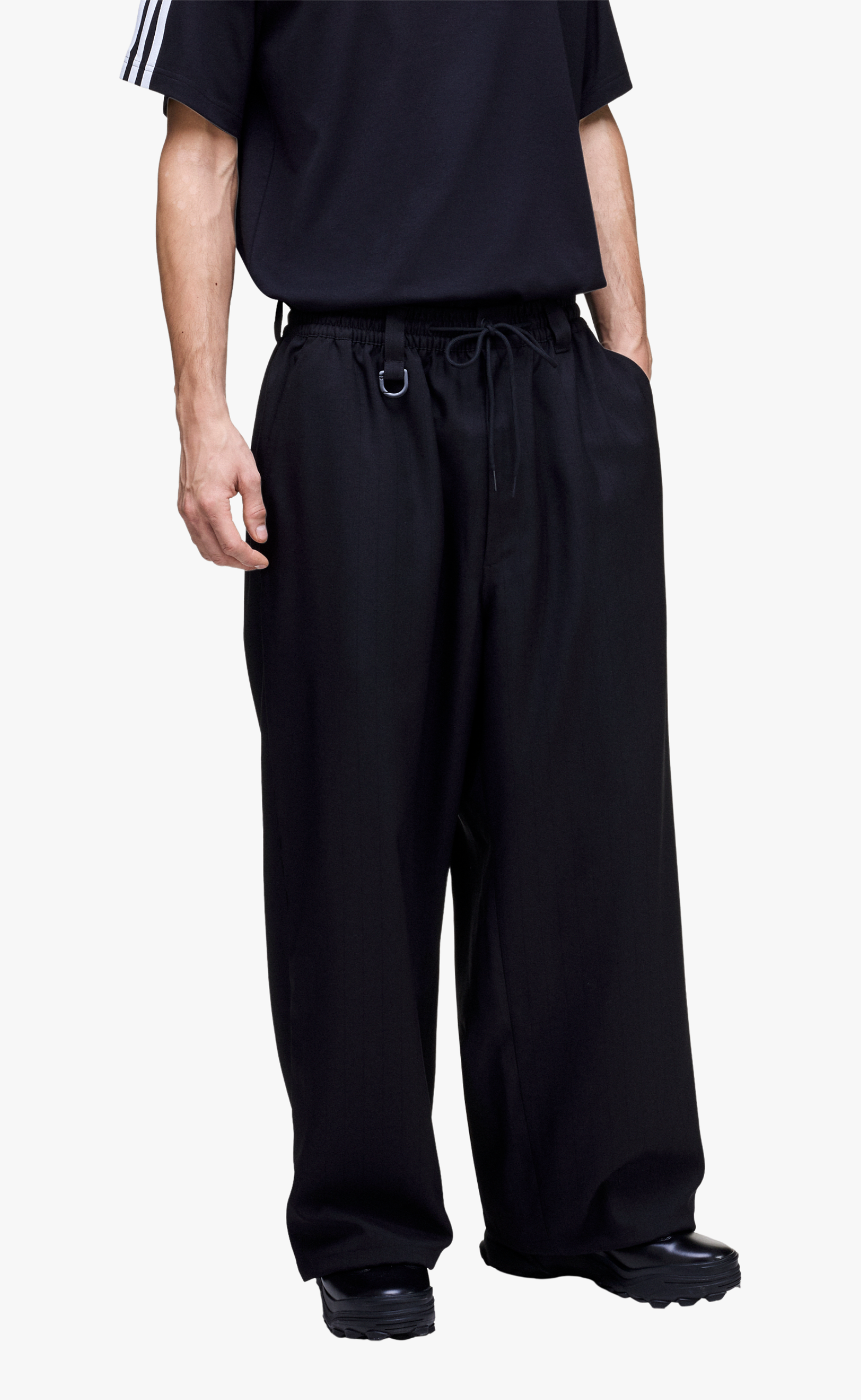 Y-3 SPORT UNIFORM PINSTRIPE TRACK BLACK PANTS