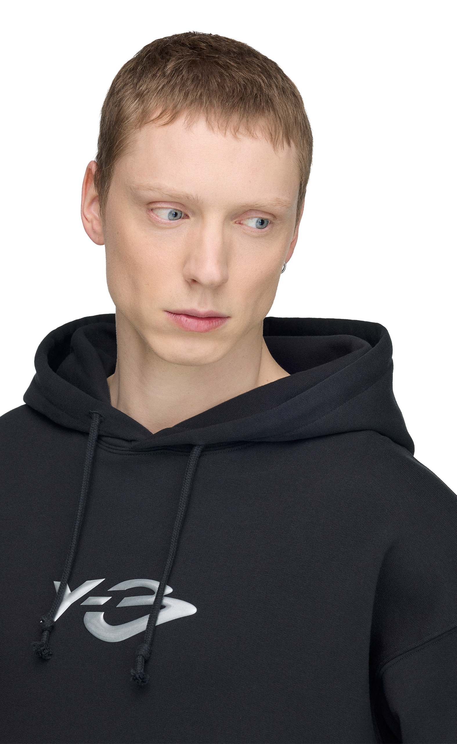 Y-3 FRENCH TERRY LIQUID LOGO BLACK HOODIE