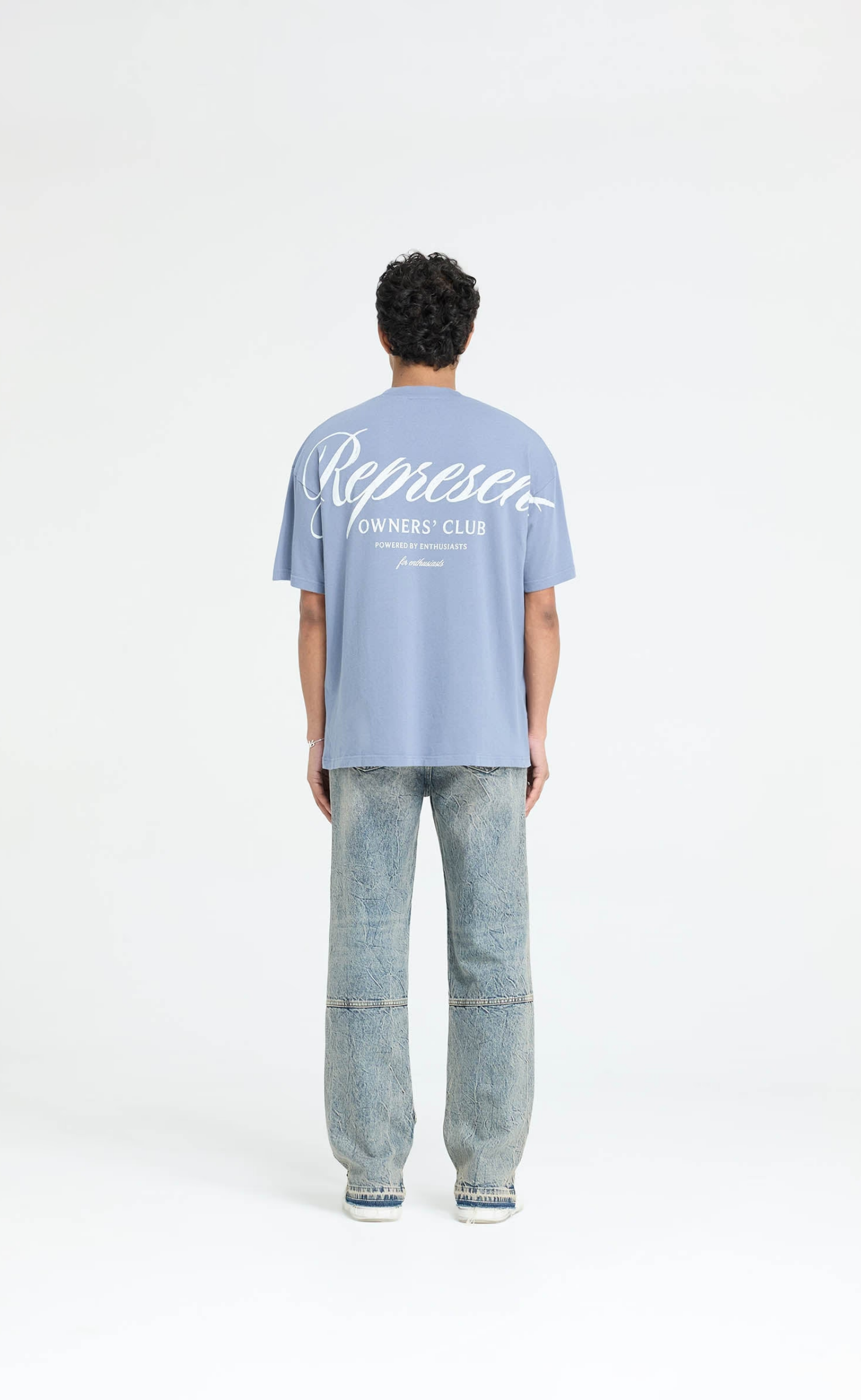 REPRESENT OWNERS CLUB SCRIPT DUSTY BLUE T-SHIRT