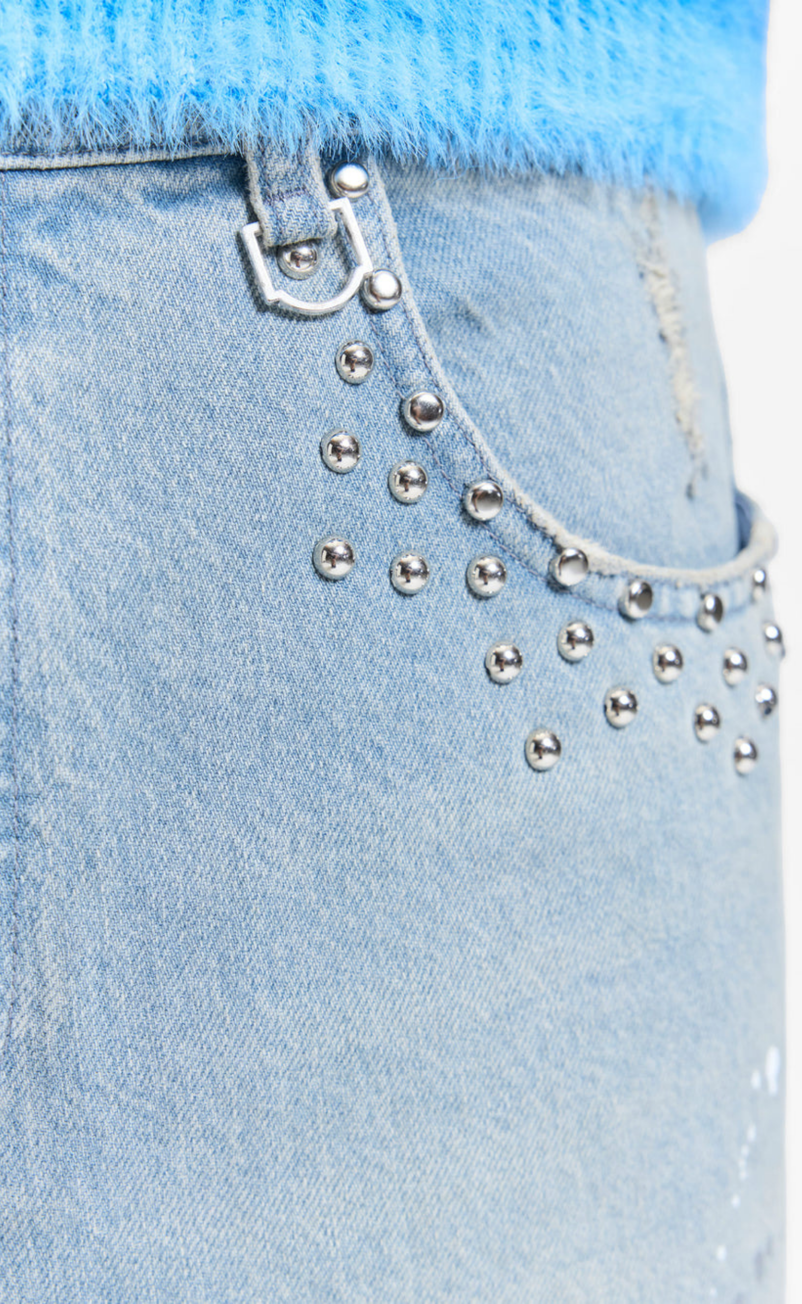 STUDDED DENIM  LIGHT BLUE PANTS