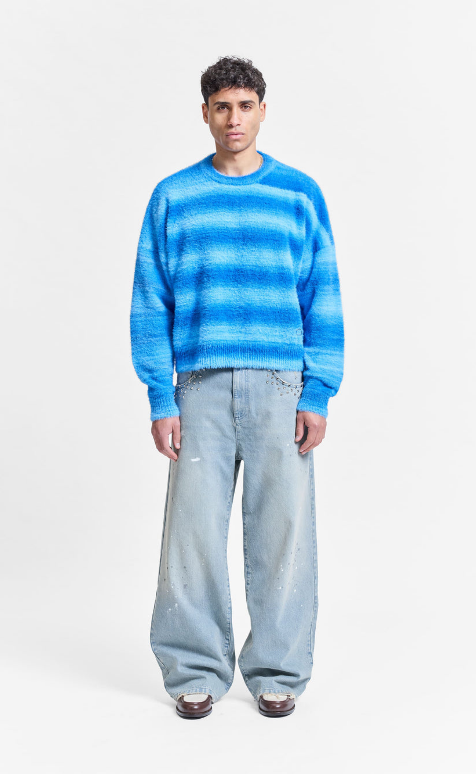 STUDDED DENIM  LIGHT BLUE PANTS