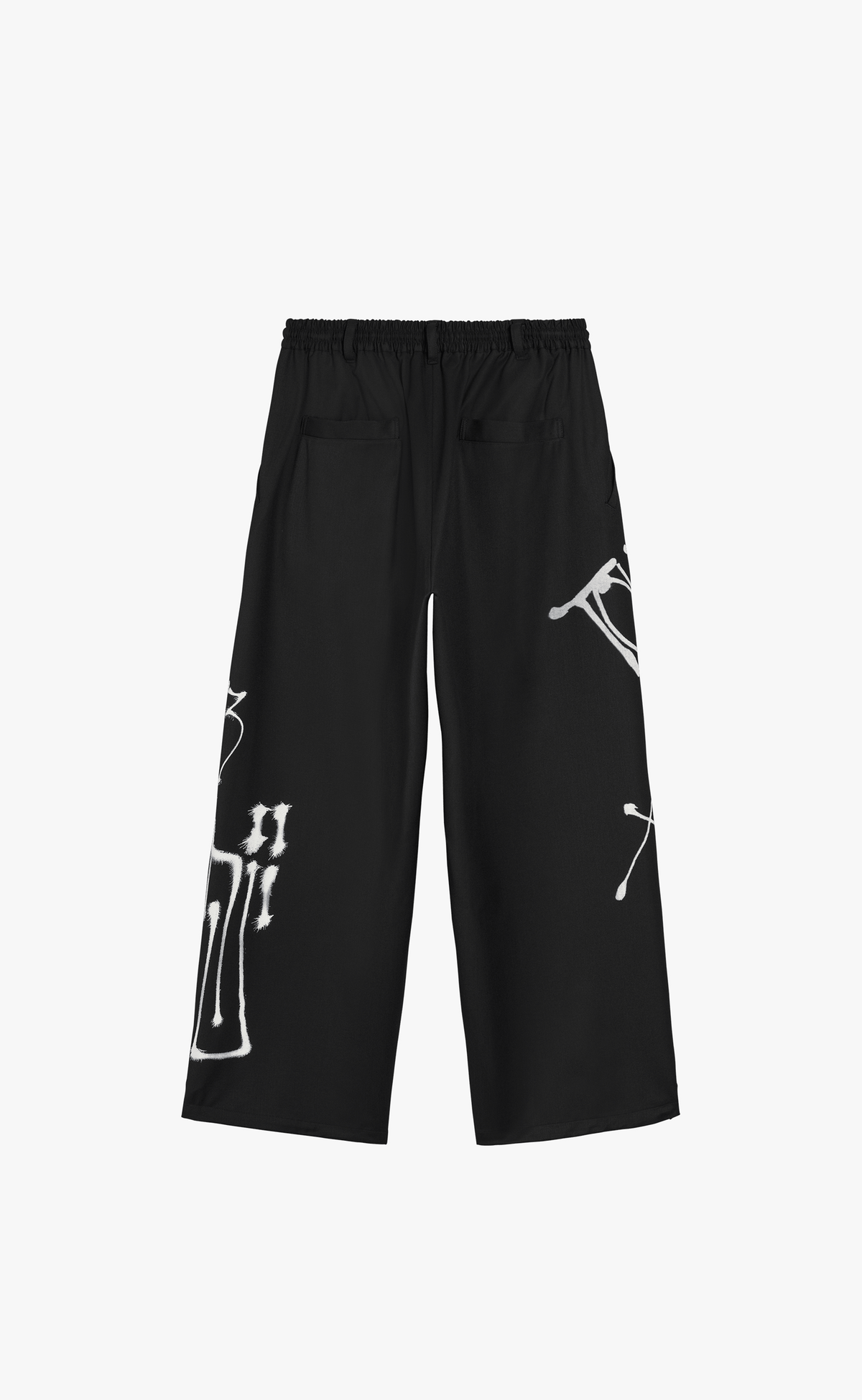 Y-3 CHITO GRAPHIC WIDE WOOL BLACK PANTS