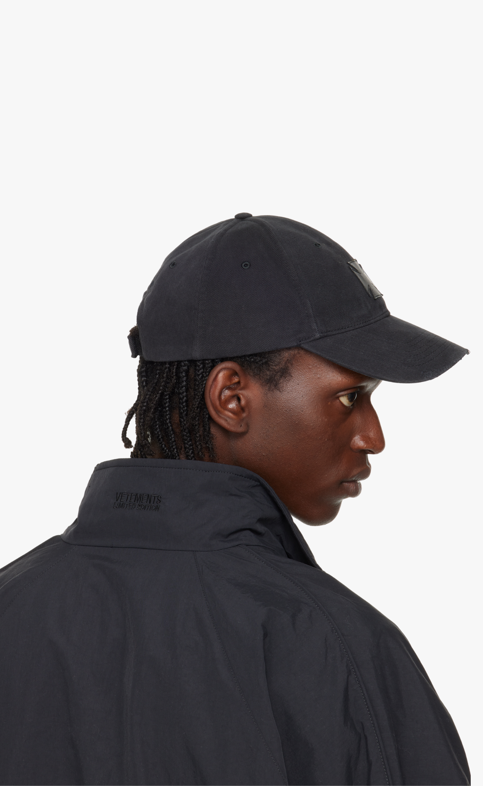 LEATHER BIKER CROSS BLACK HAT