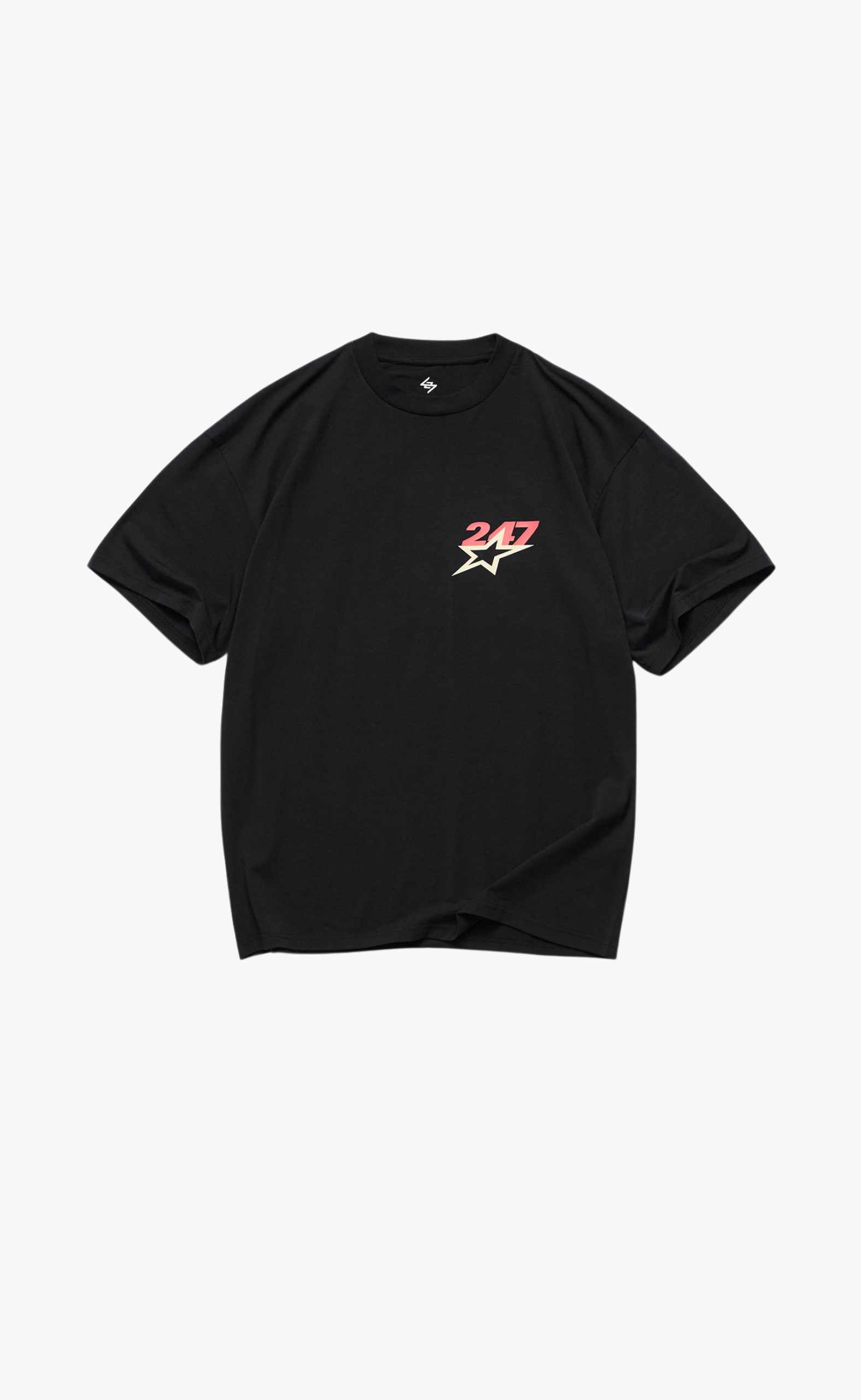 TEAM 247 STAR PRINT OVERSIZED JET BLACK T-SHIRT