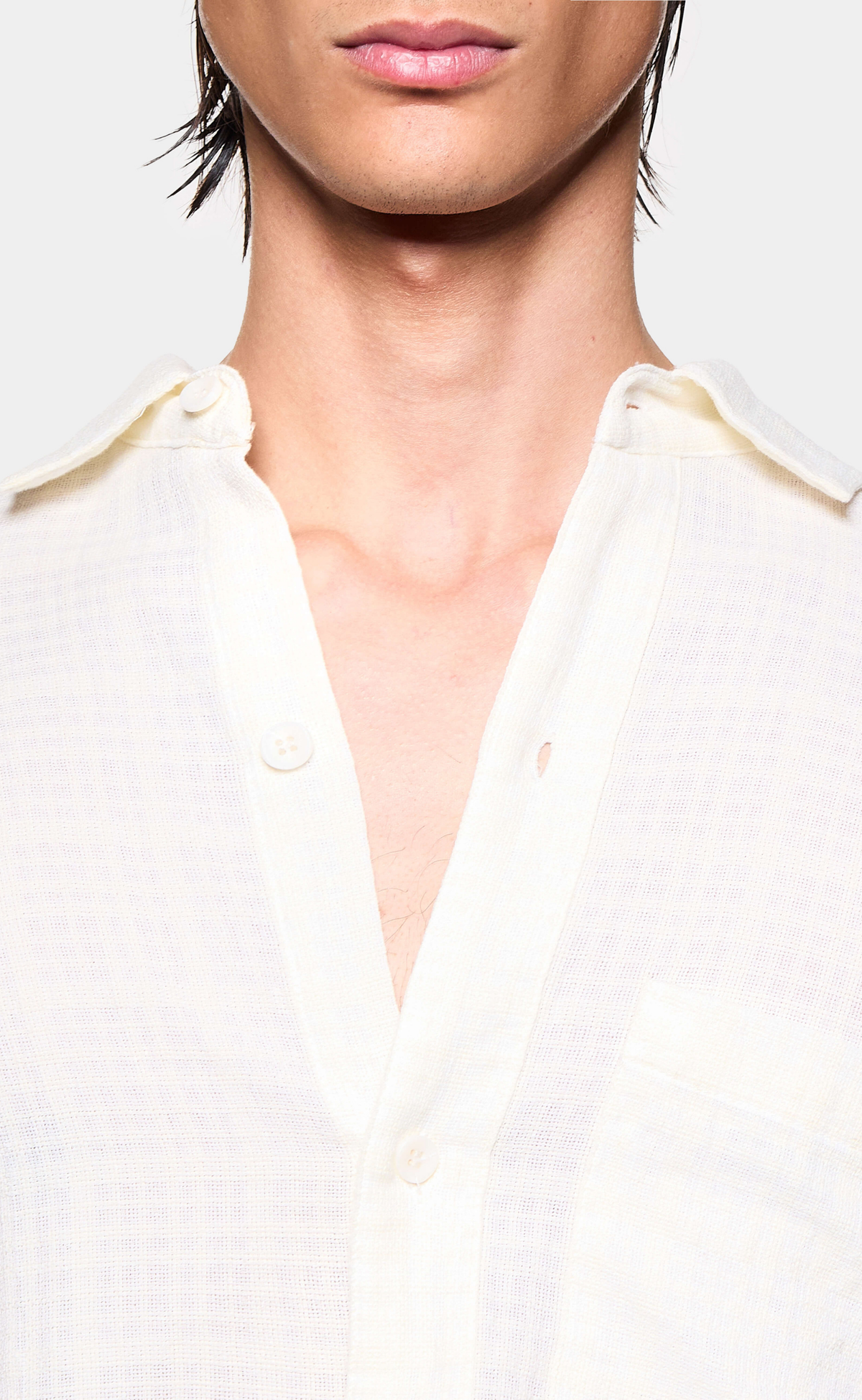 LOOSE WEAVE CHECK BOX DRESS BONE SHIRT