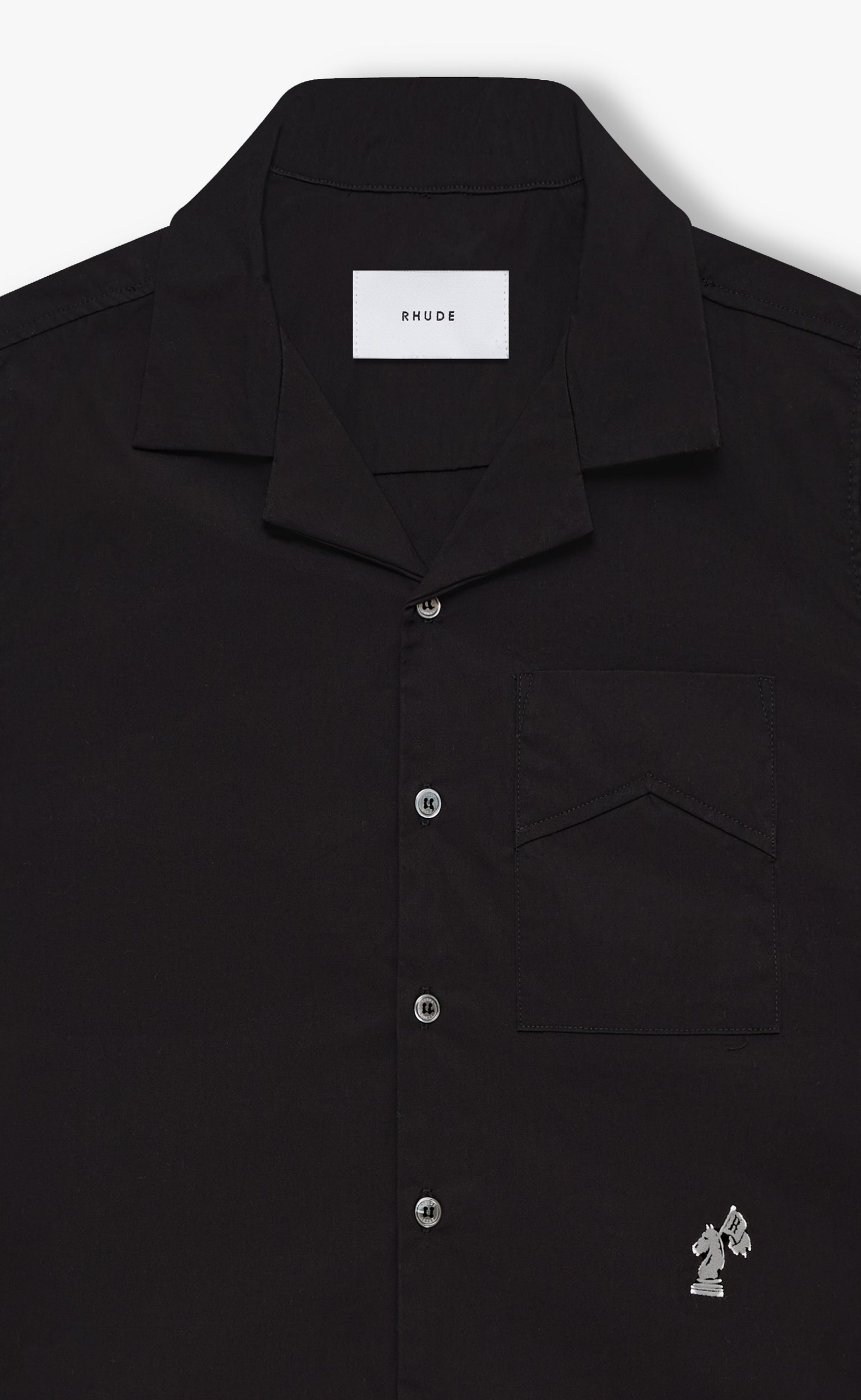 CAMP COLLAR LOGO BLACK SHIRT