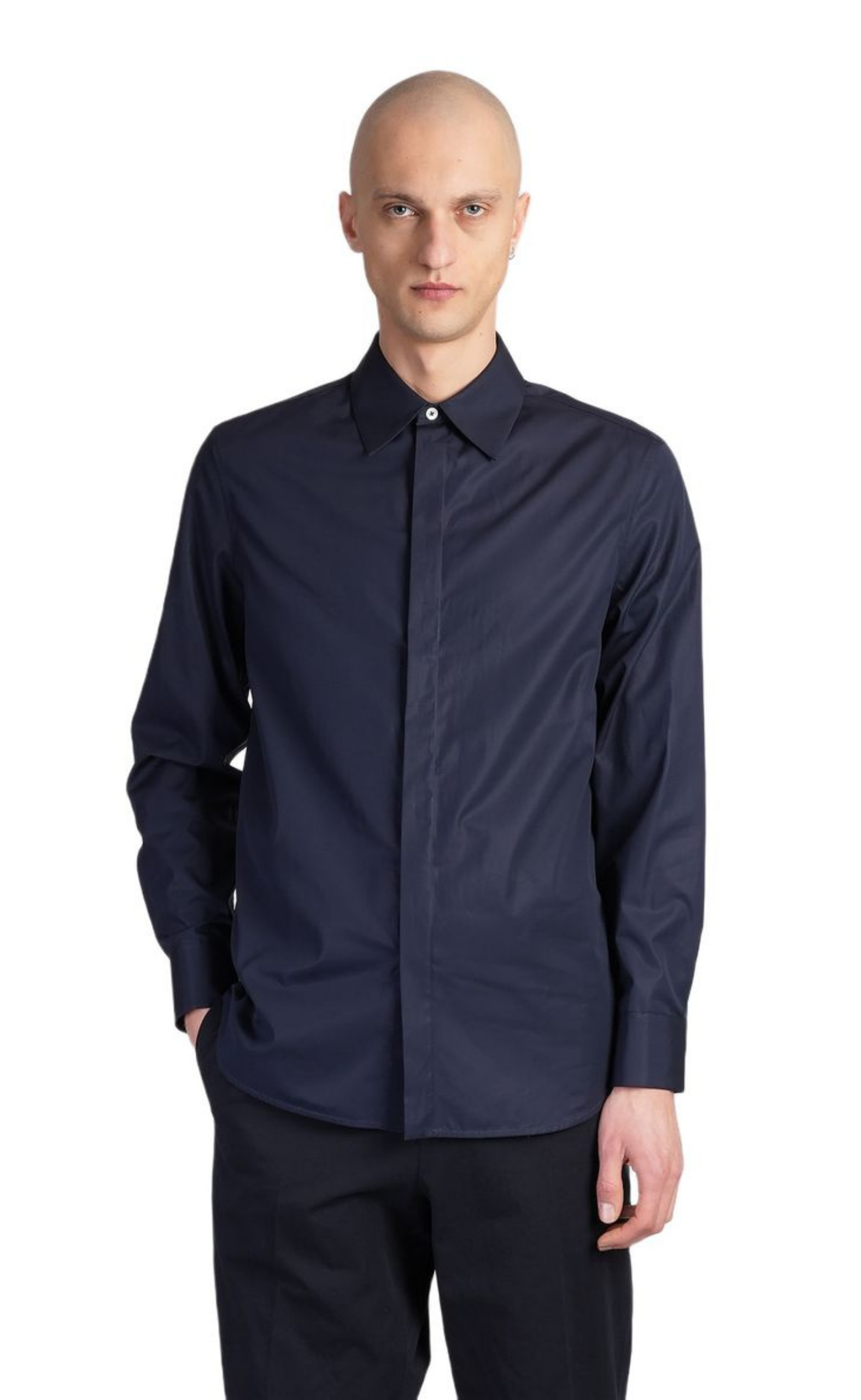 CONCEALED BUTTON DOWN OPTIC NAVY SHIRT