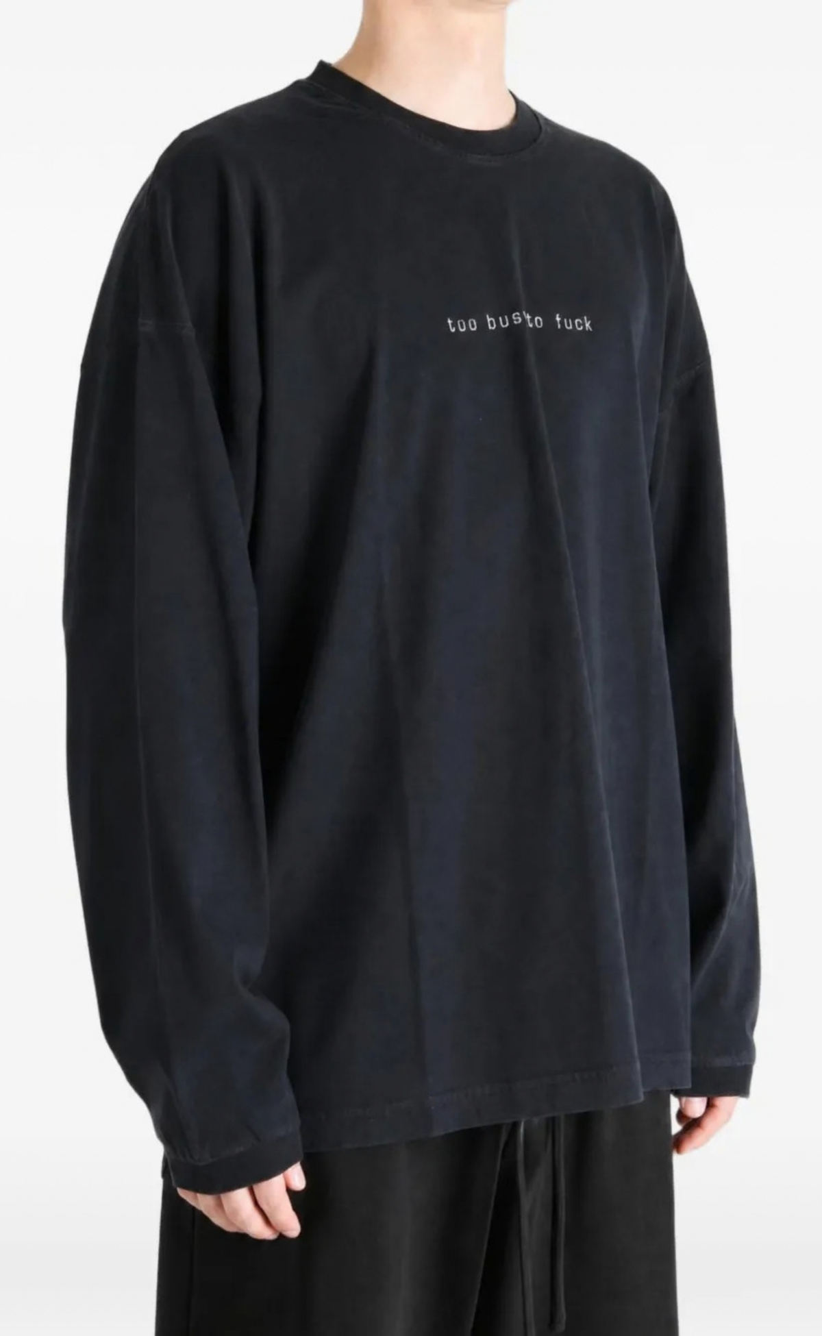 TOO BUSY TO FUCK WASHED BLACK LONGSLEEVE