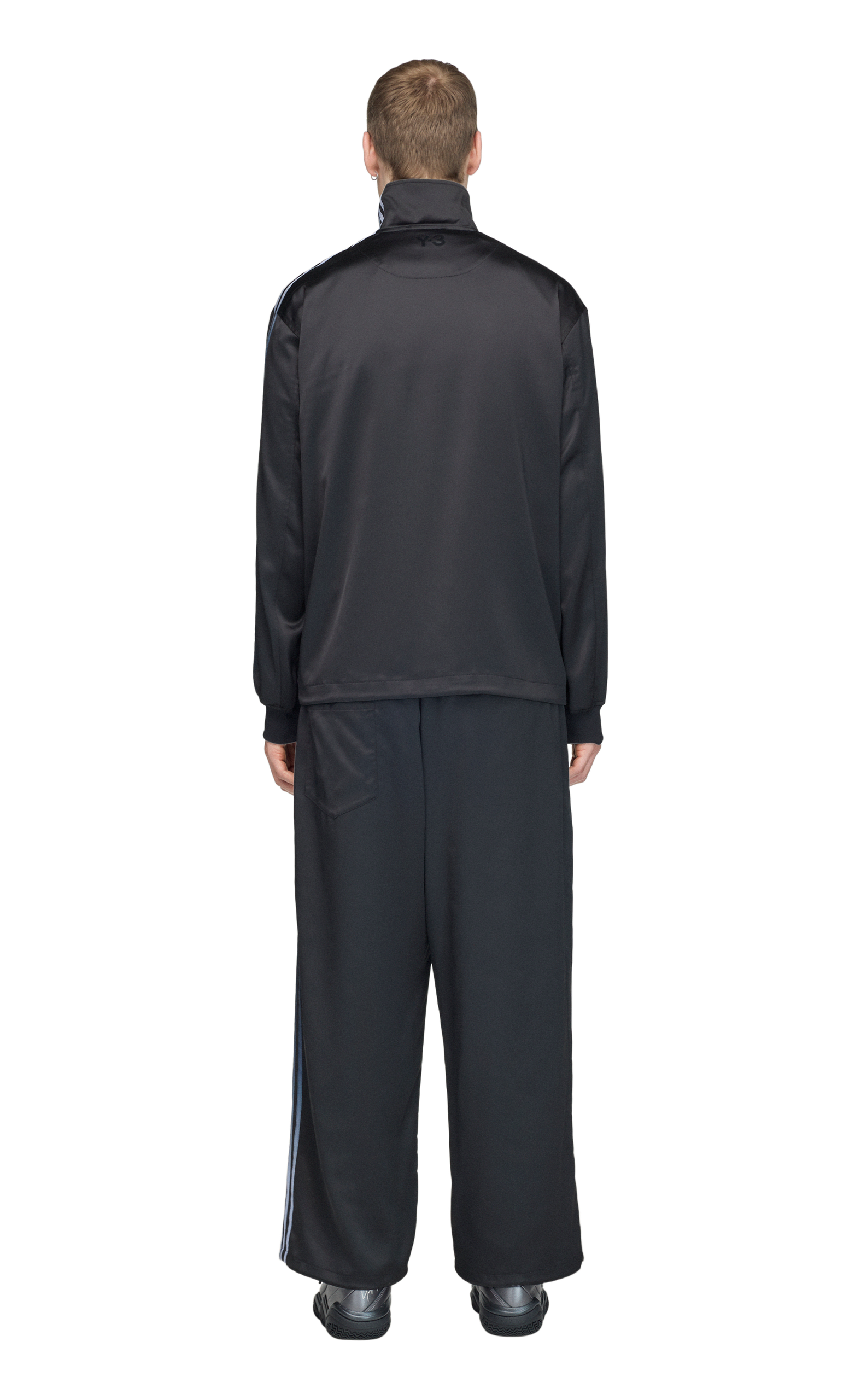Y-3 SATIN GRADIENT 3 STRIPES TRACK BLACK PANTS