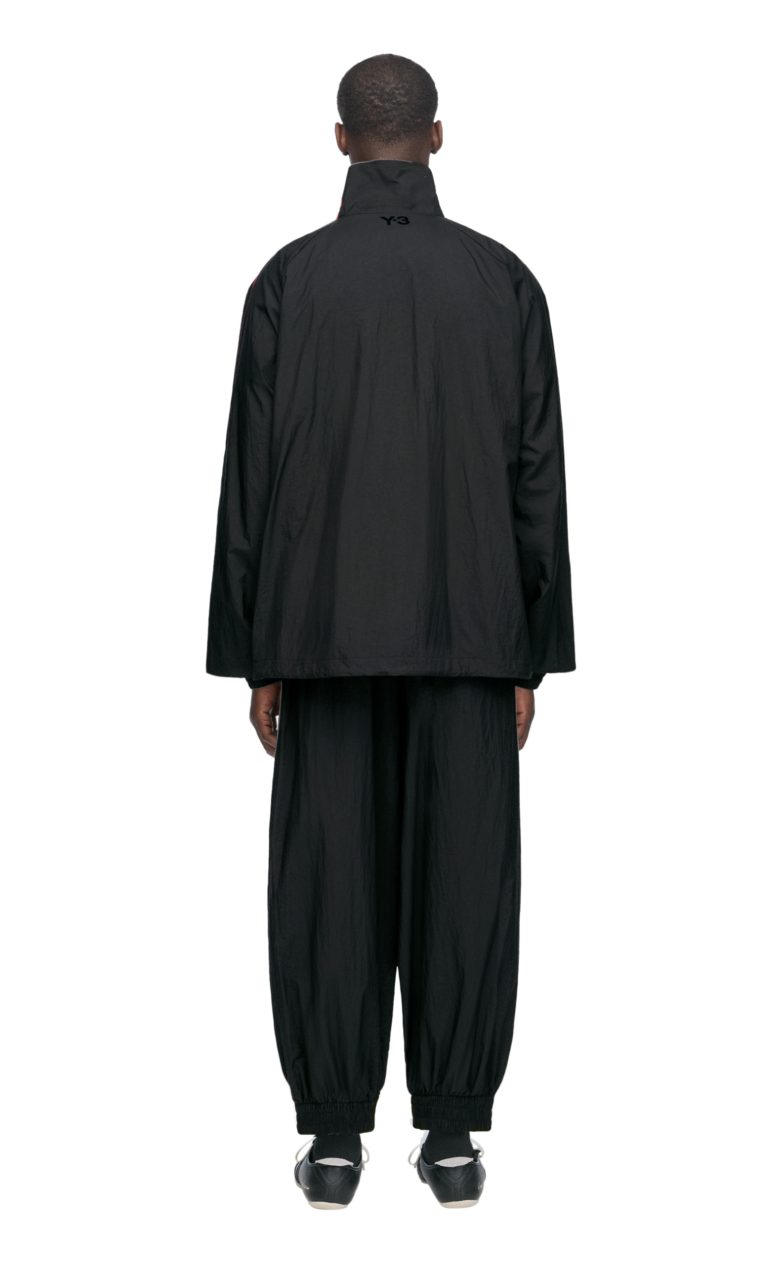 Y-3 GRADIENT 3 STRIPES NYLON TRACK TOP BLACK HOODIE