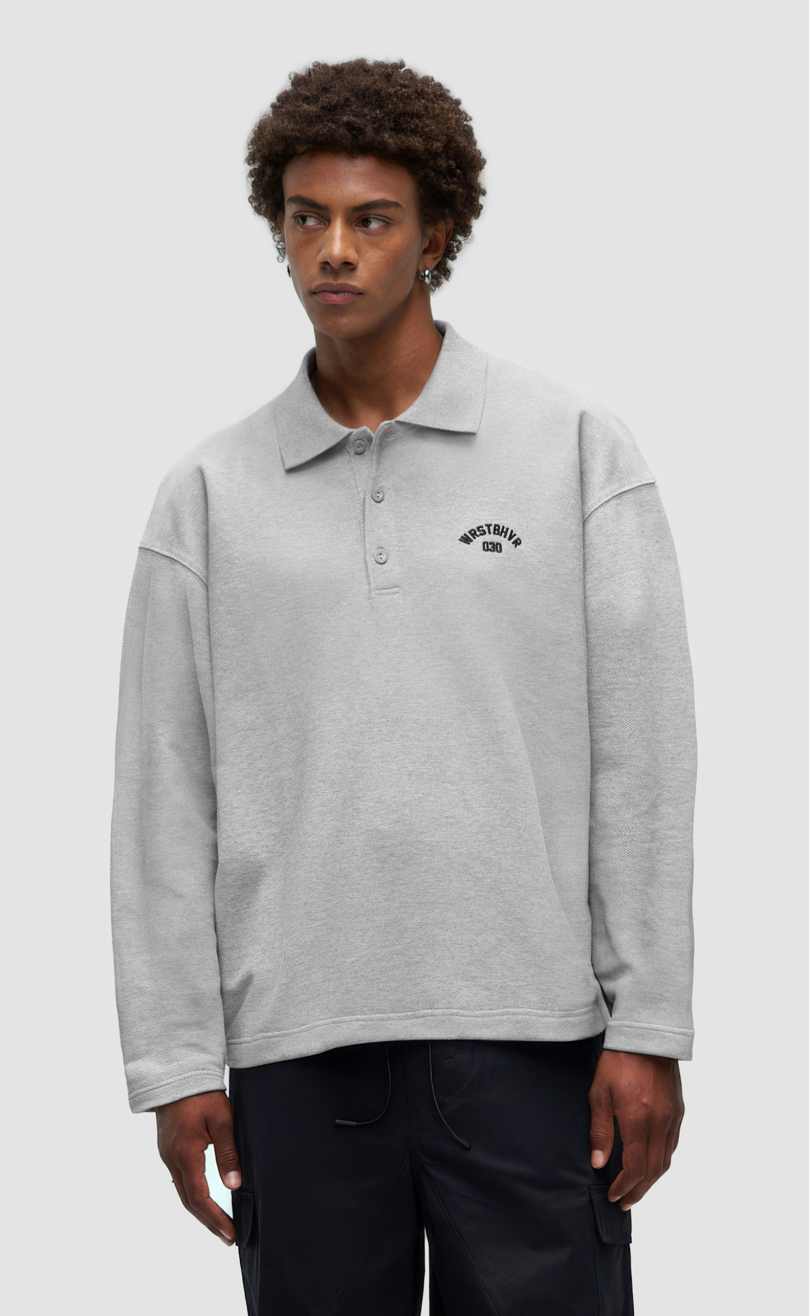 FRENNE POLO GRAY MELANGE LONGSLEEVE