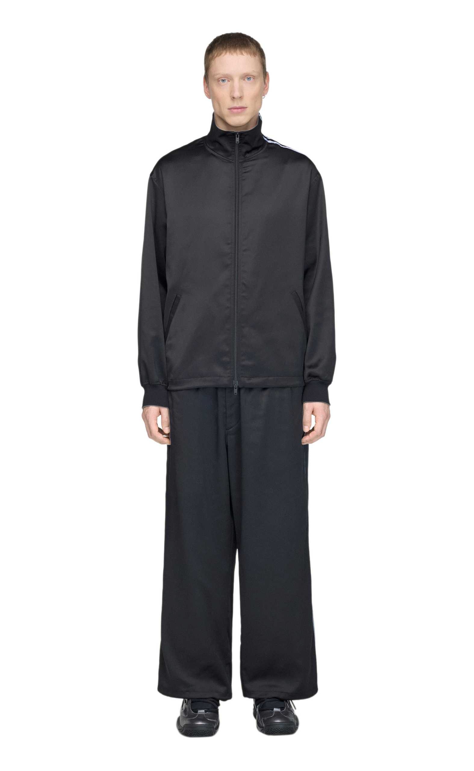 Y-3 SATIN GRADIENT 3 STRIPES TRACK BLACK PANTS