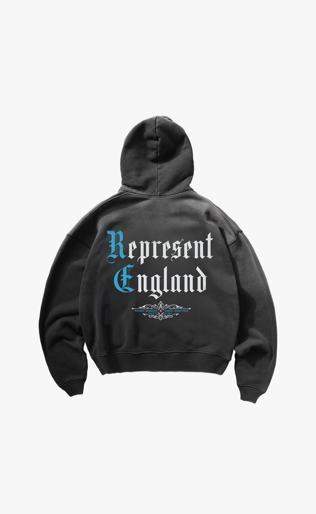 PRIVATE MEMBERS STAINED BLACK HOODIE