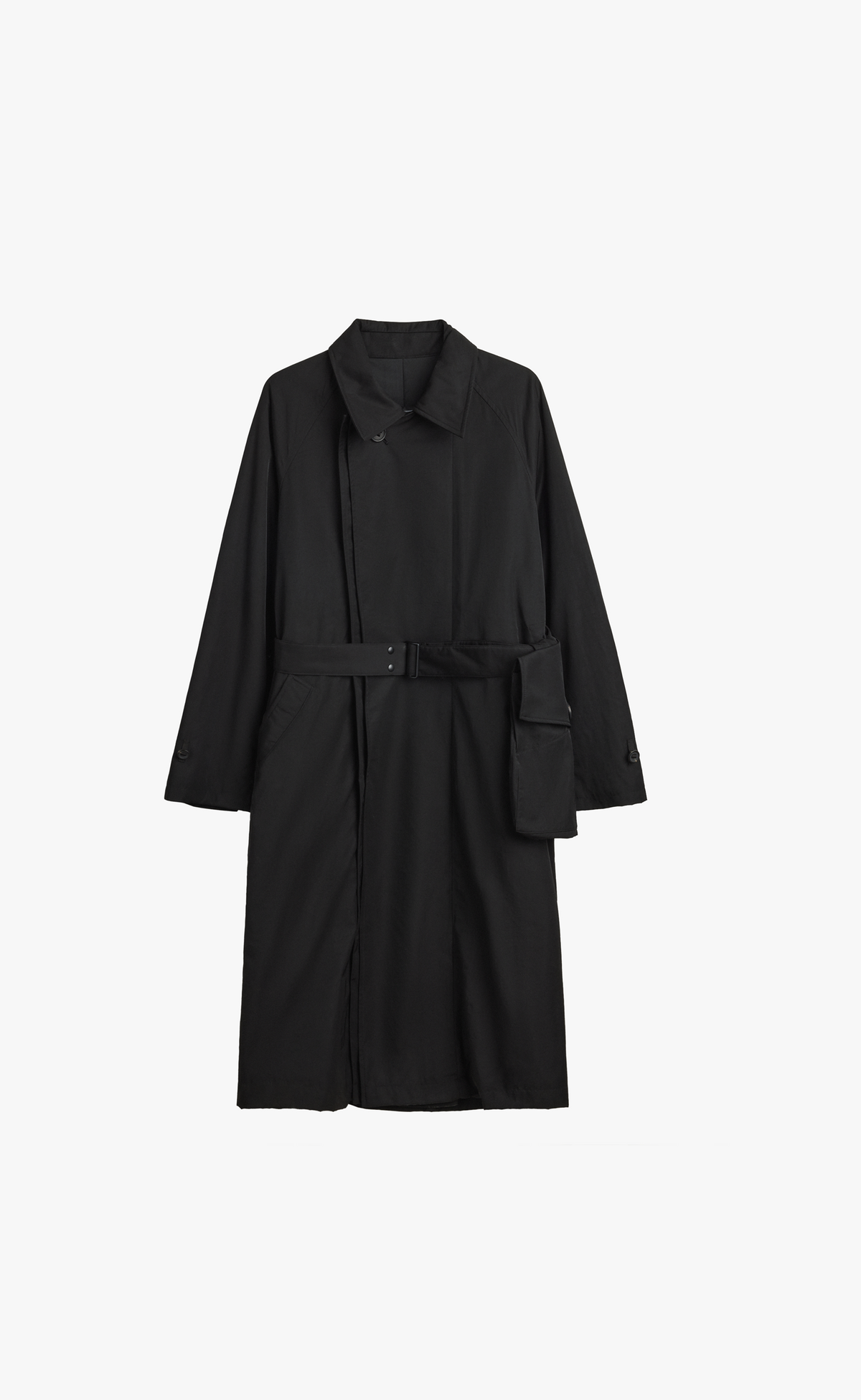 Y-3 SPUN NYLON BLACK COAT