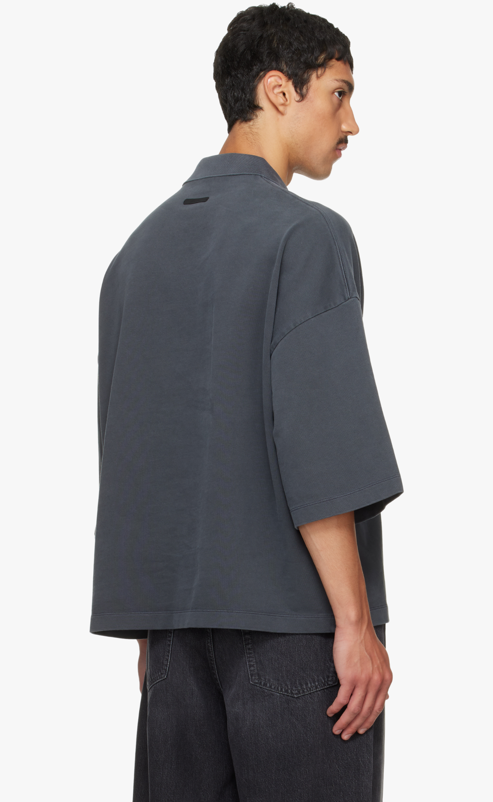 CROPPED POLO WASHED IRON GREY T-SHIRT