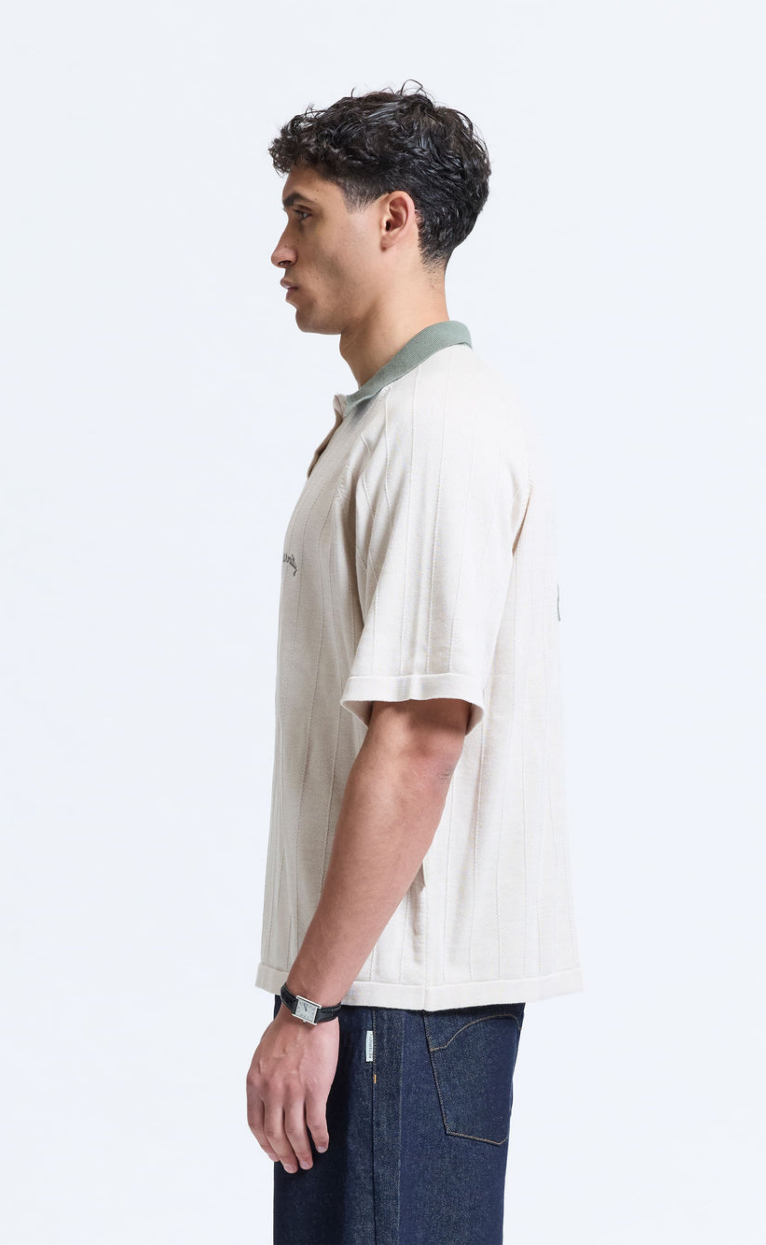 LE PROGRES KNIT POLO CREAM T-SHIRT
