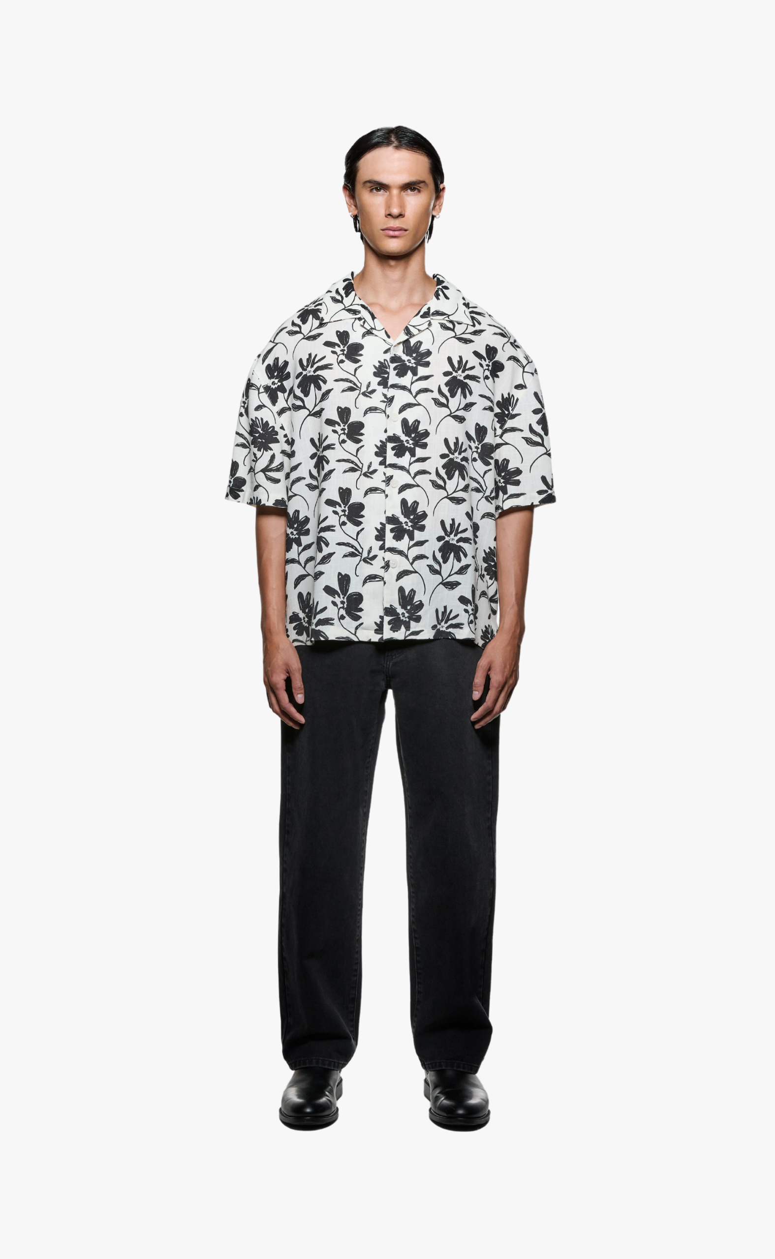 FLORAL LINEN VACATION RAW SHIRT