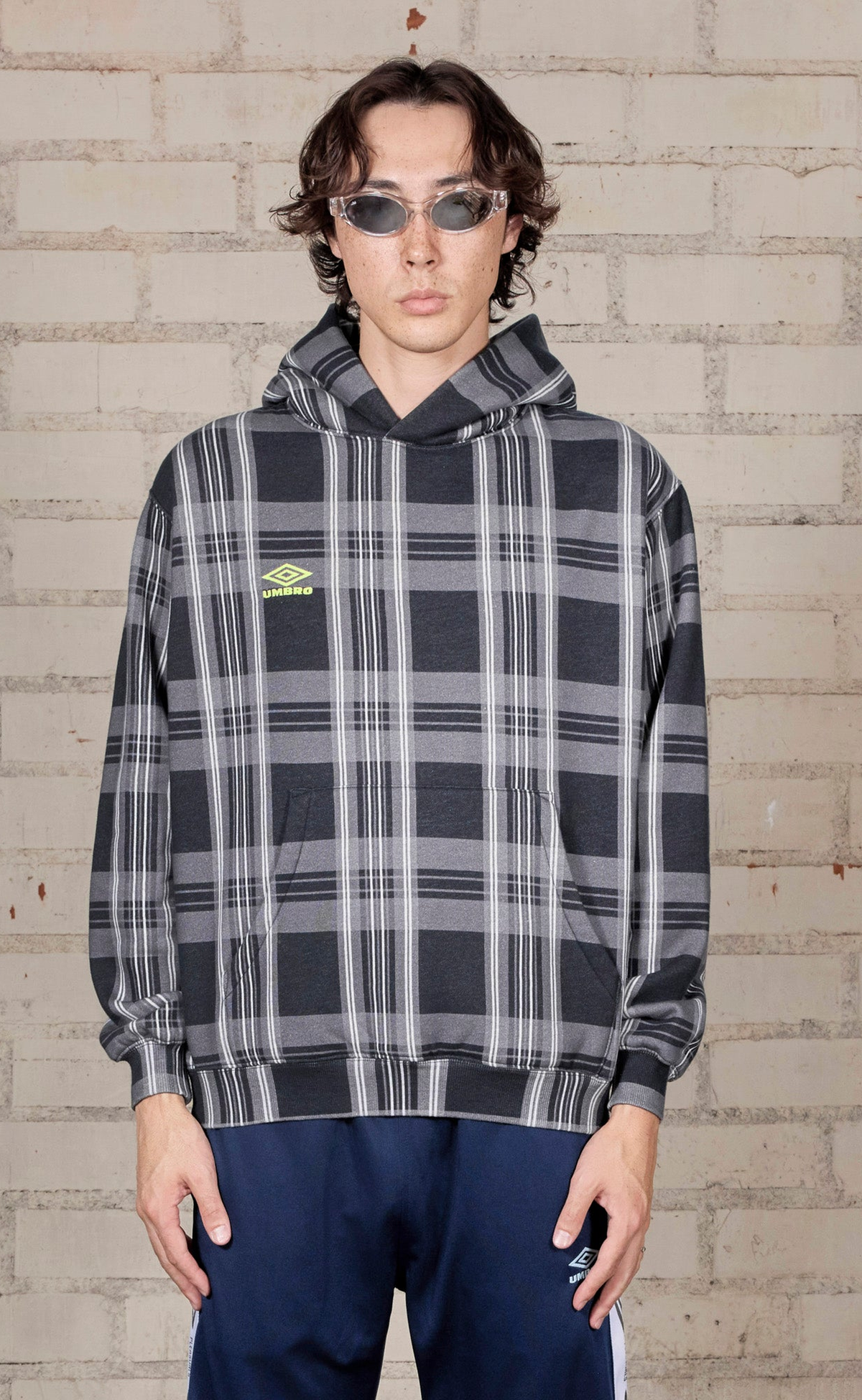 SPINE PLAID BLACK HOODIE
