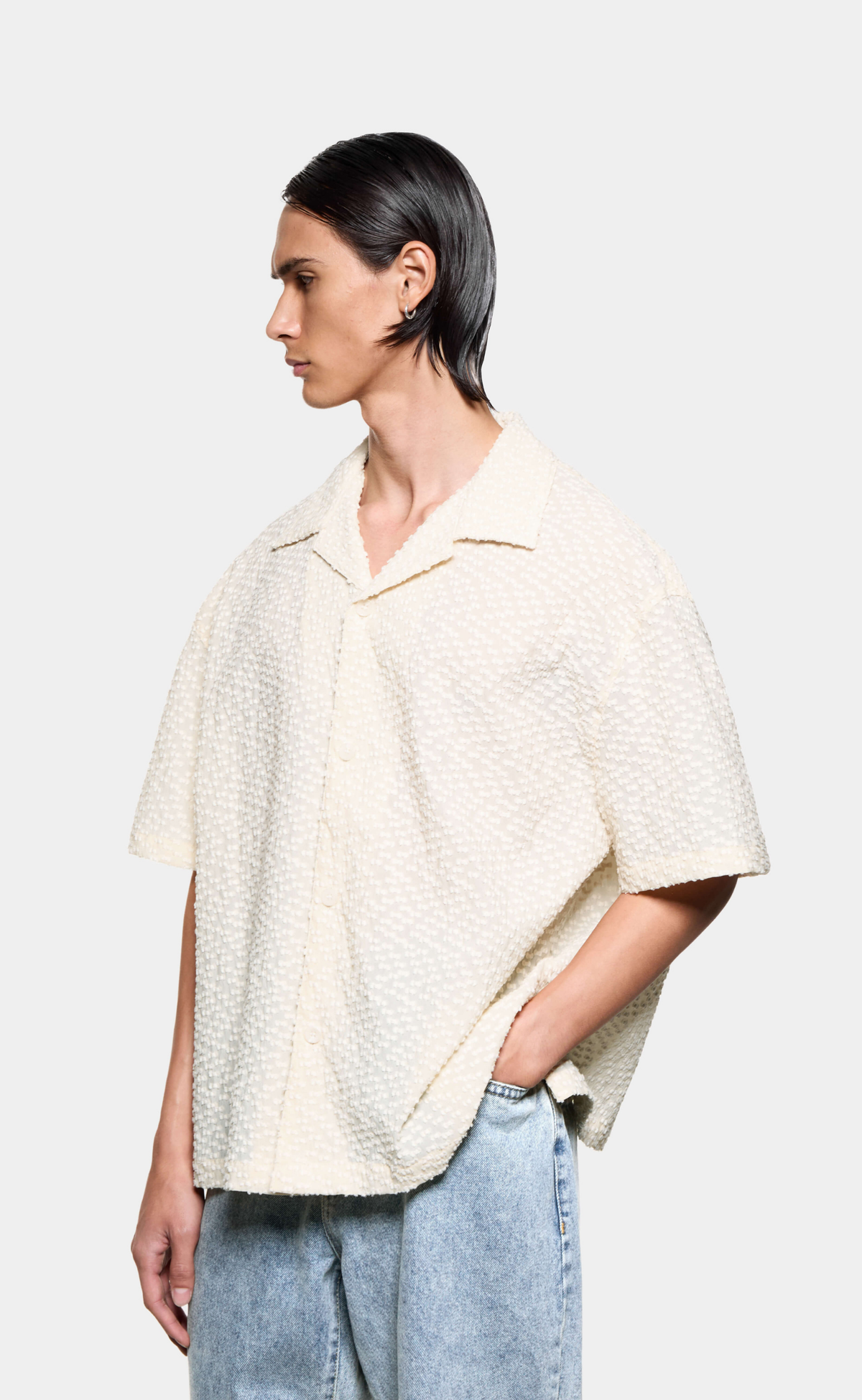 RIBBON JACQUARD VACATION ECRU SHIRT