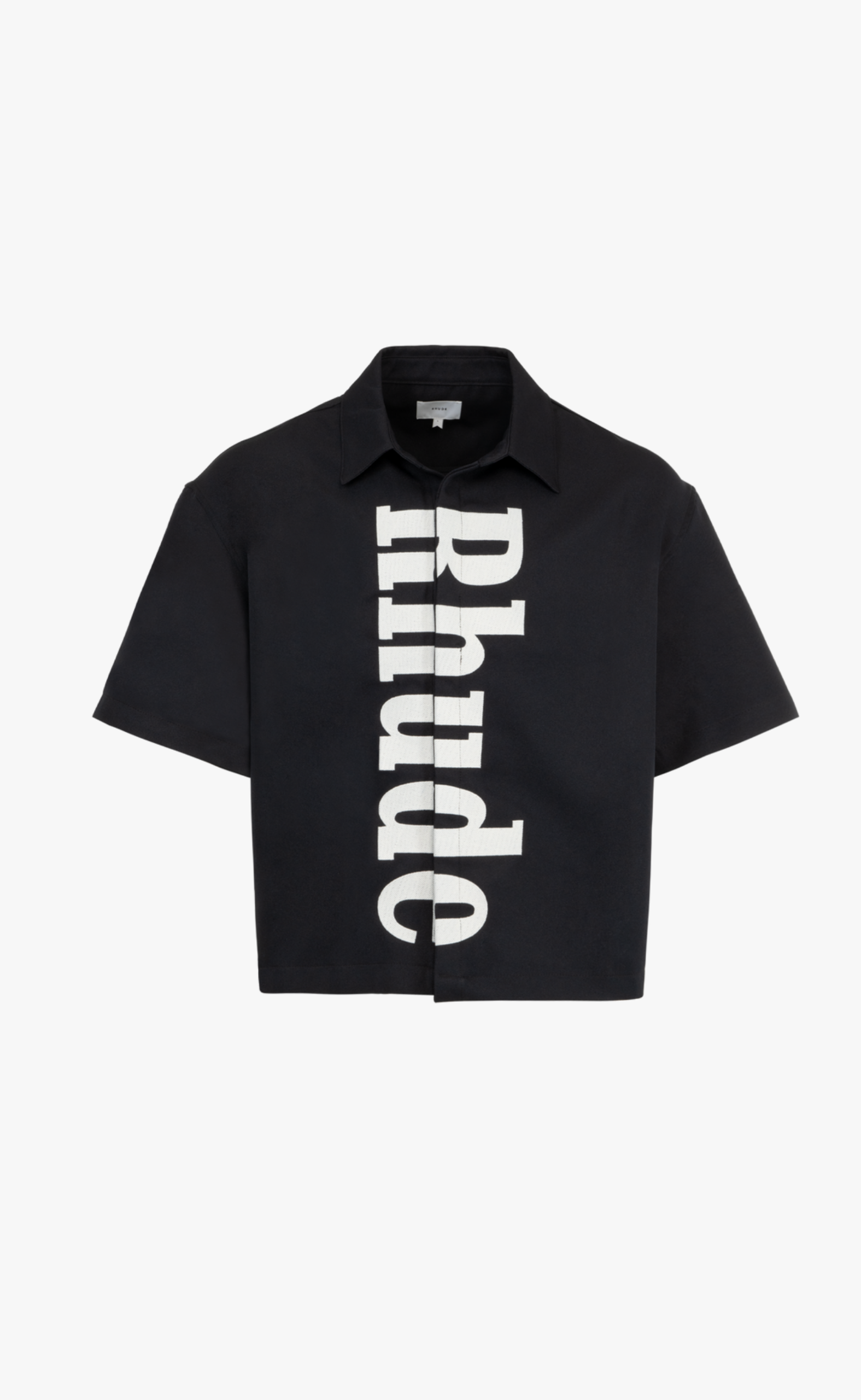 CENTER LOGO BUTTON UP BLACK WHITE SHIRT