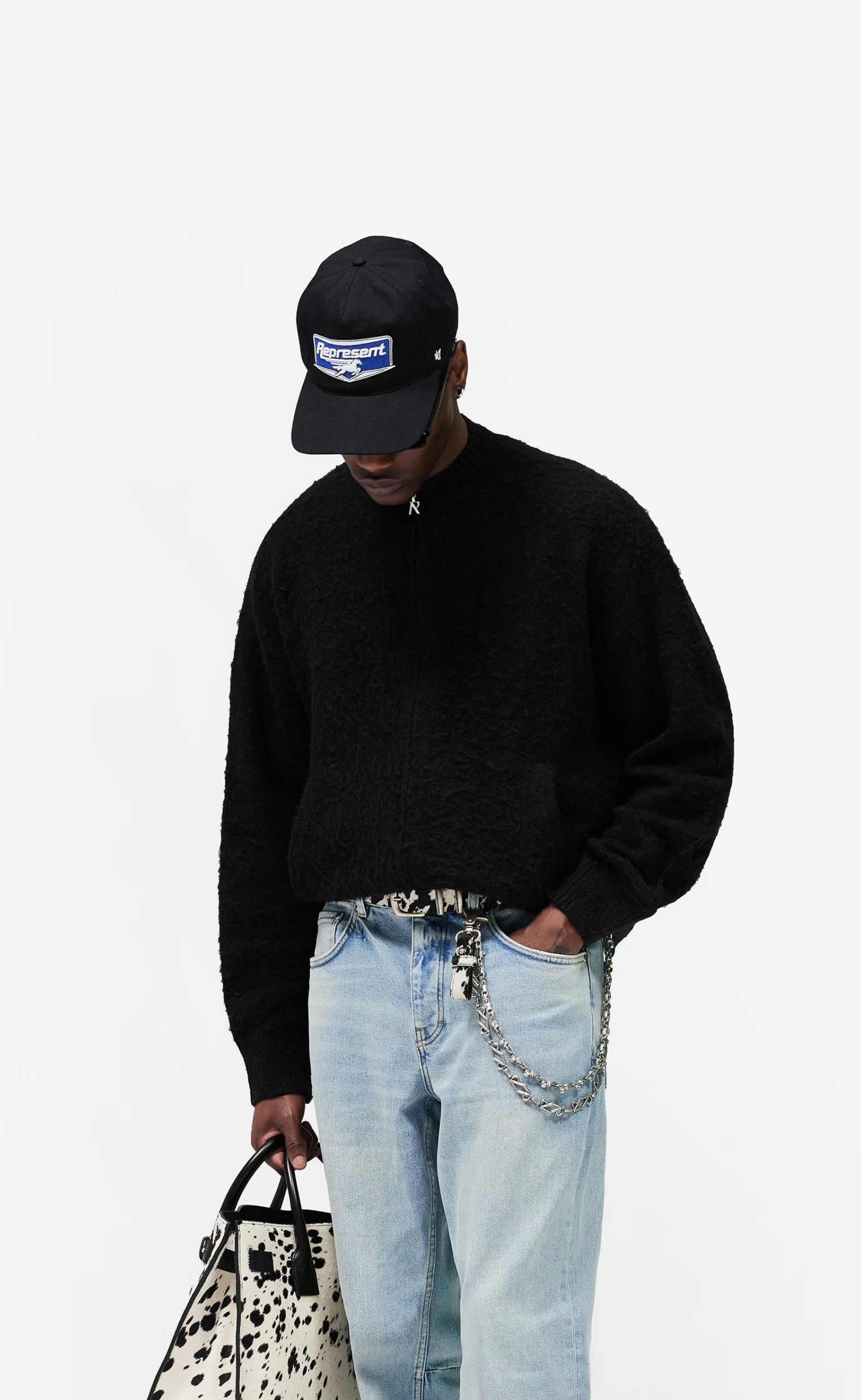 KNITTED BOMBER JET BLACK JACKET