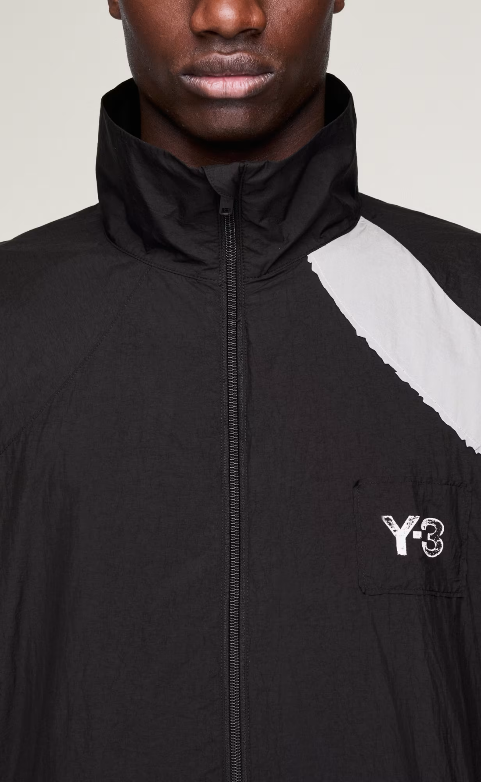 Y-3 RAW EDGE 3 STRIPES NYLON BLACK JACKET