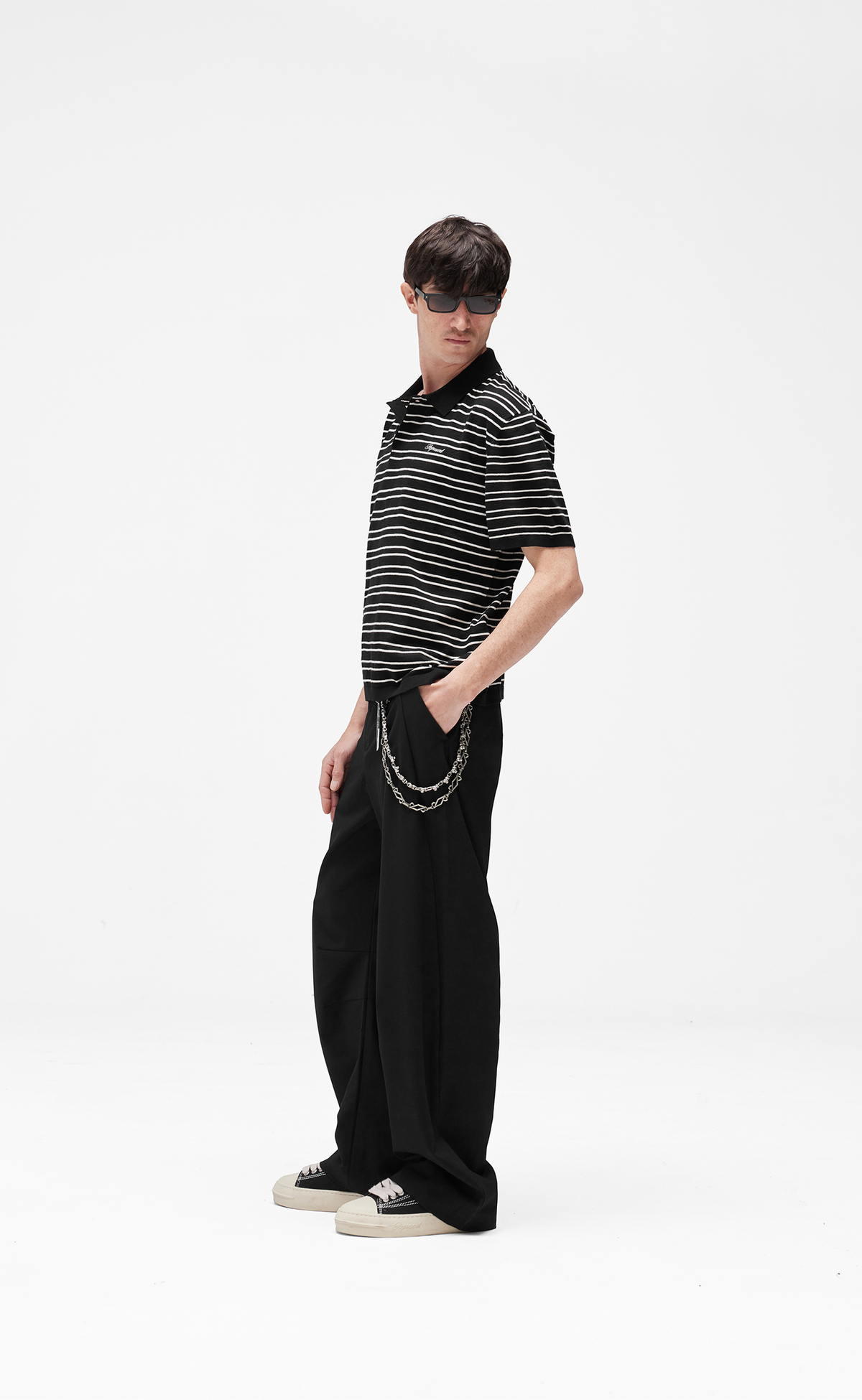 CALIFORNIA STRIPED POLO JET BLACK T-SHIRT