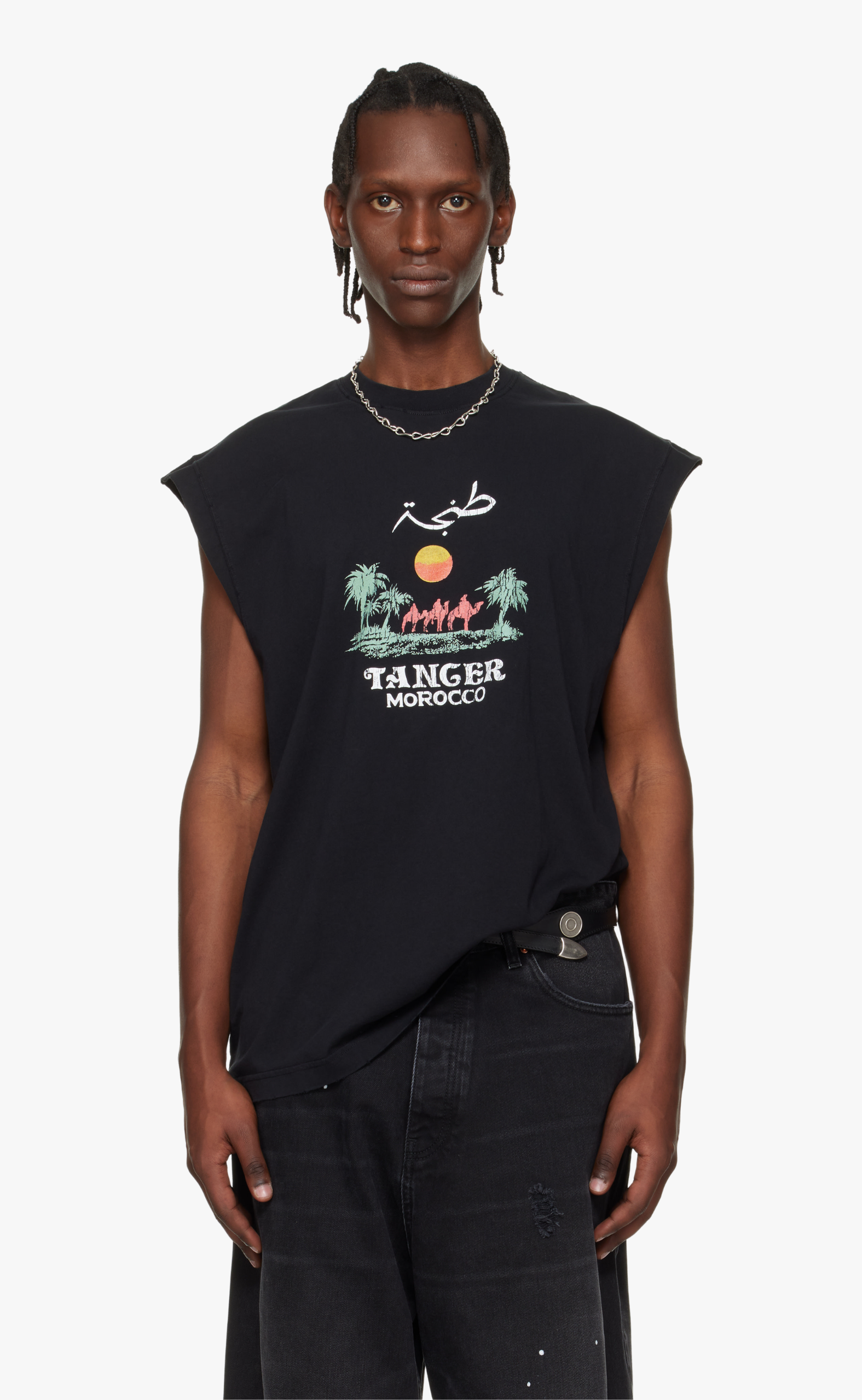 MOROCCO SLEEVELESS BLACK T-SHIRT