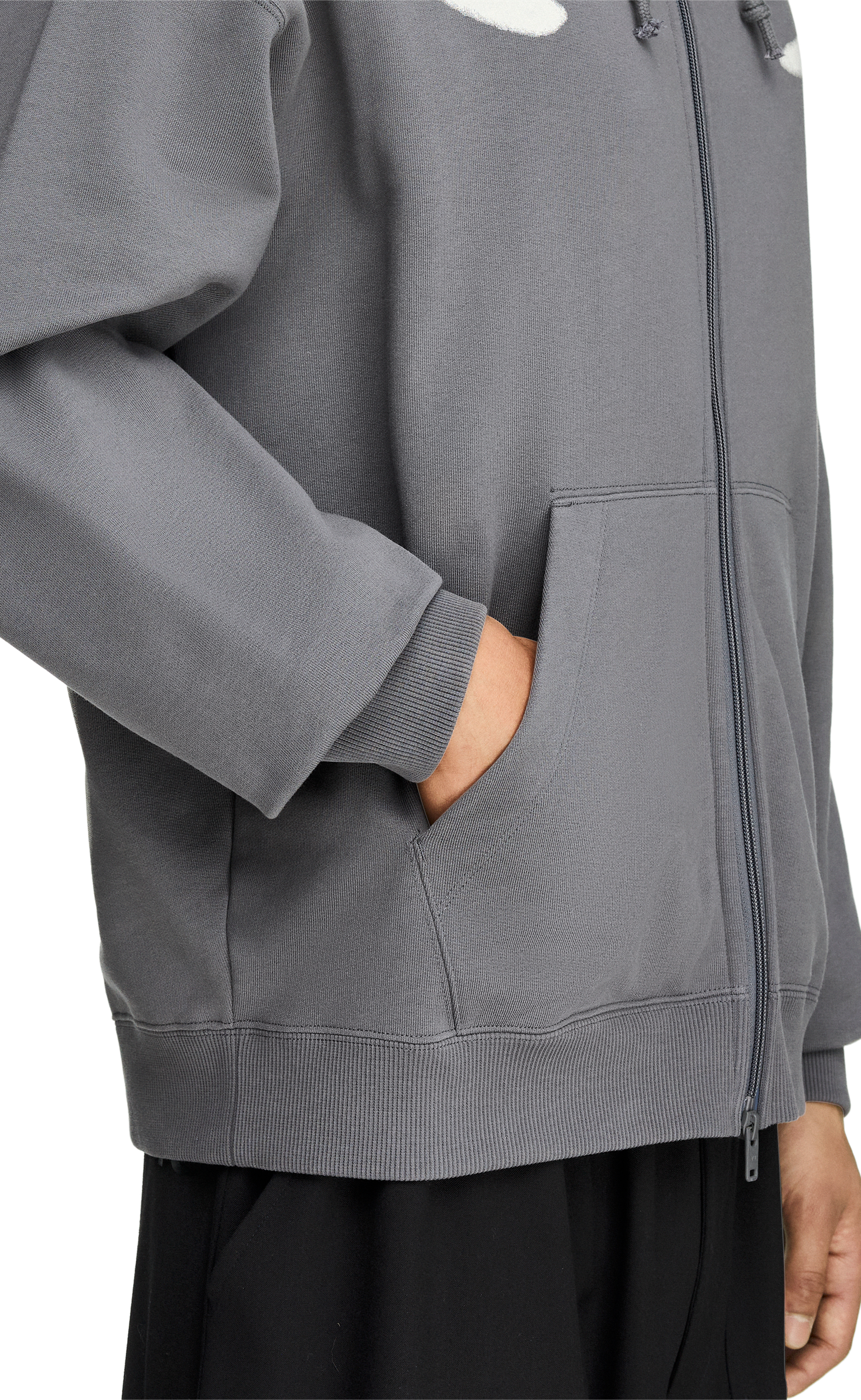 Y-3 CHITO GRAPHIC FRENCH TERRY ZIP GREY HOODIE